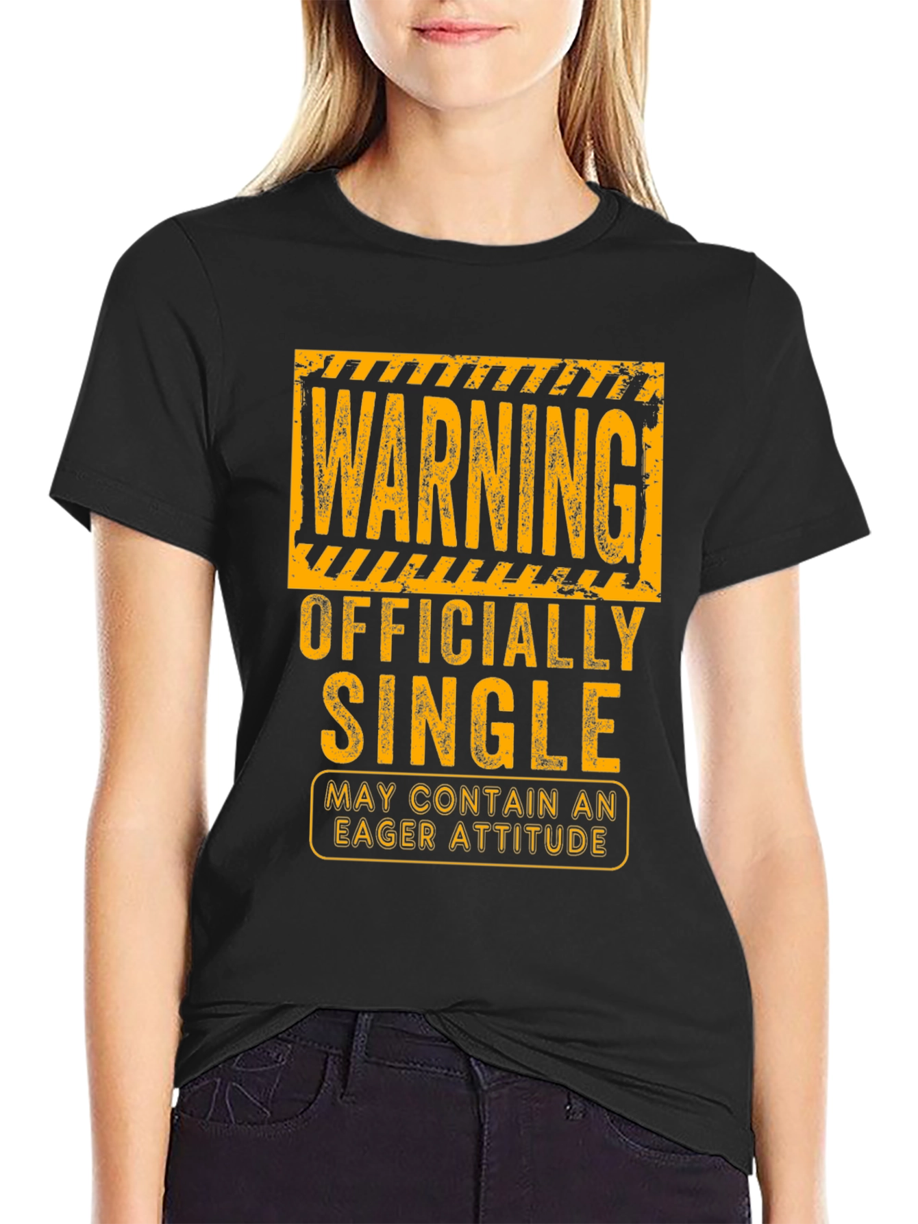 Warning Officially Single Eager Attitude Graphic T-Shirt