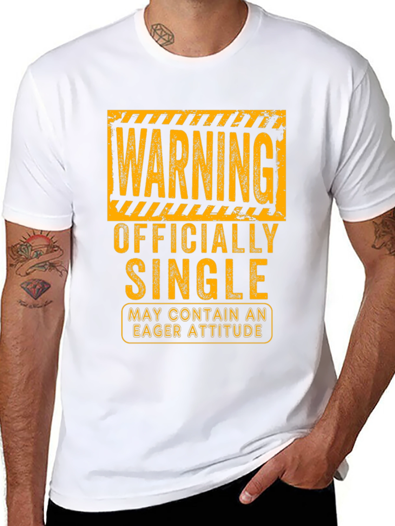 Warning Officially Single Eager Attitude Graphic T-Shirt