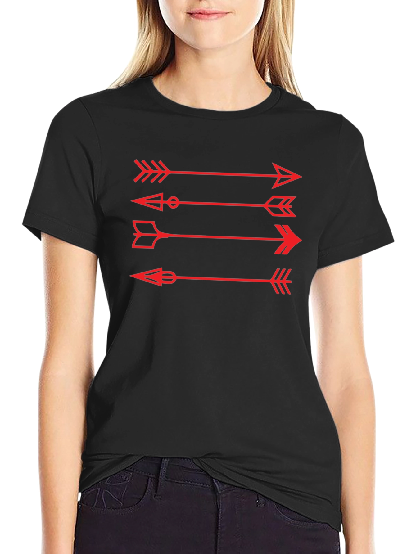 Arrows Graphic Tee - Black Cotton Casual Shirt