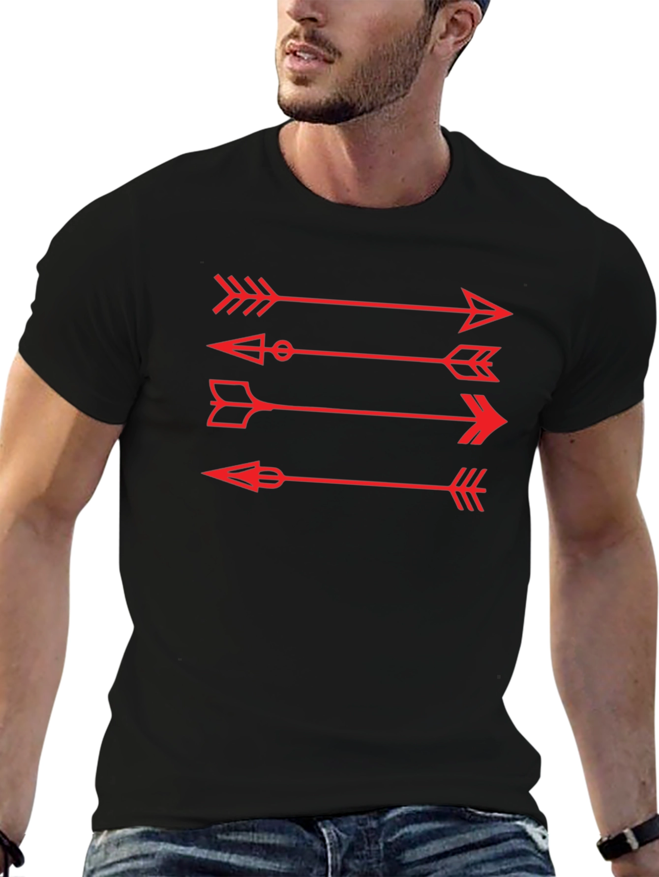 Arrows Graphic Tee - Black Cotton Casual Shirt