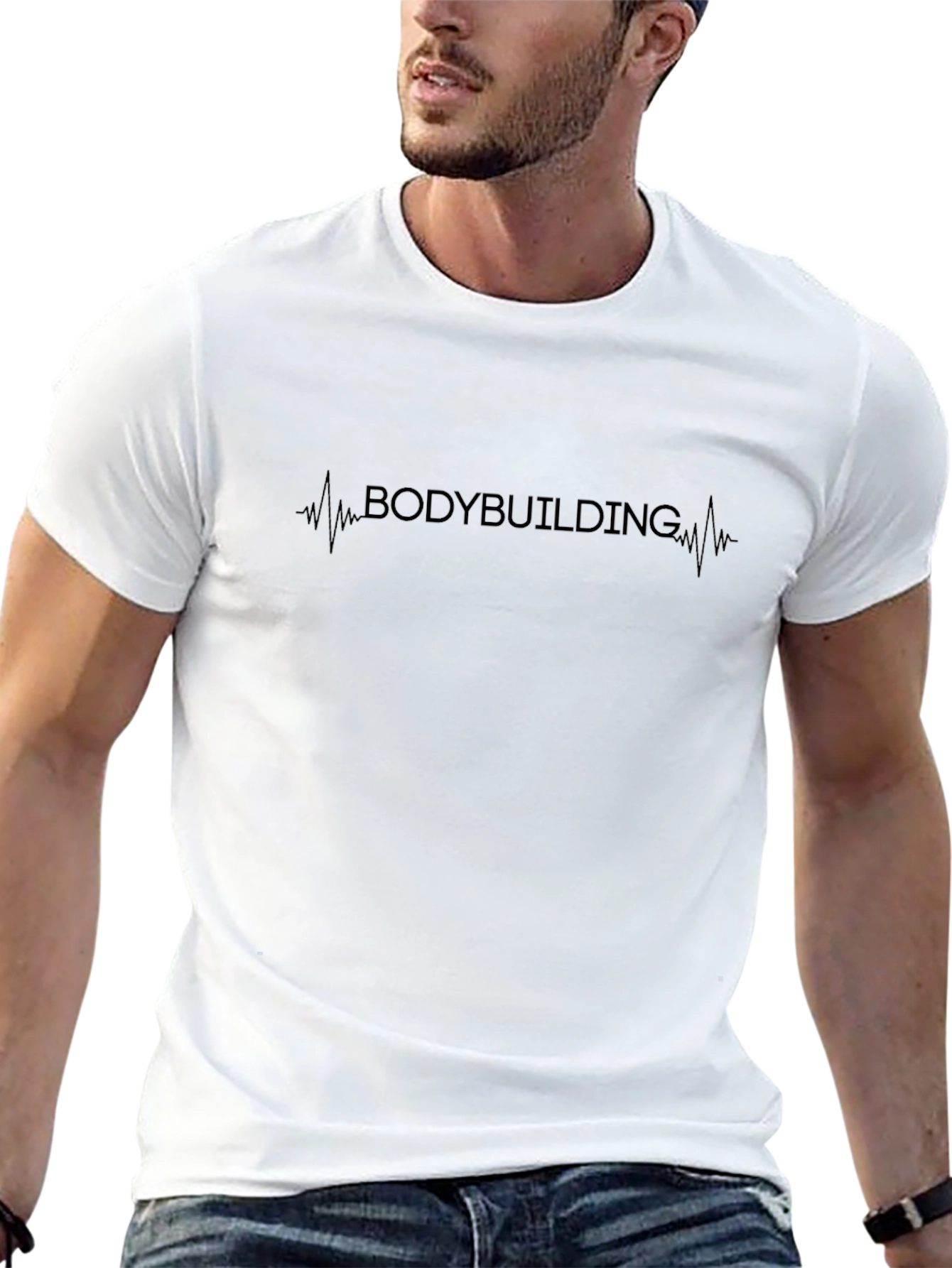 Bodybuilding Heartbeat T-Shirt - Black Gym Tee