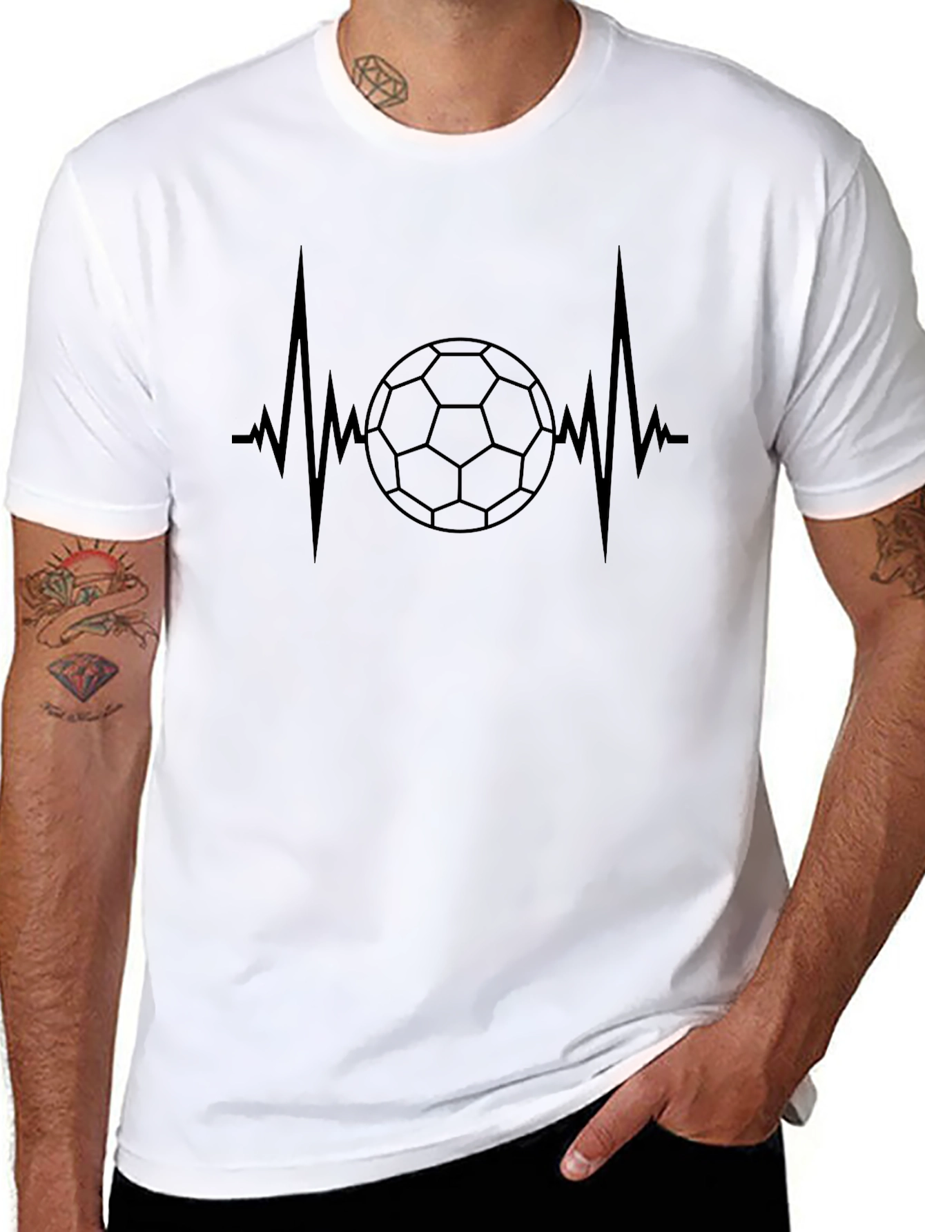 Soccer Heartbeat Black T-Shirt