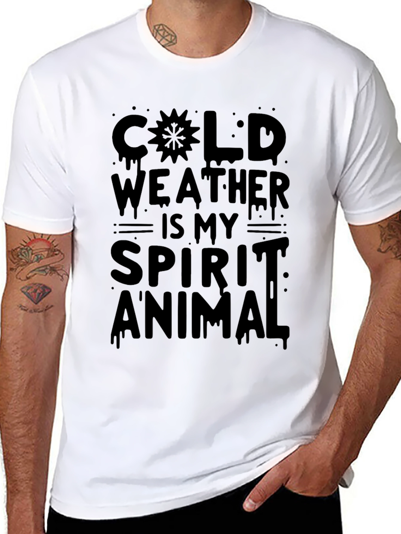 Cold Weather is My Spirit Animal Black Graphic T-Shirt