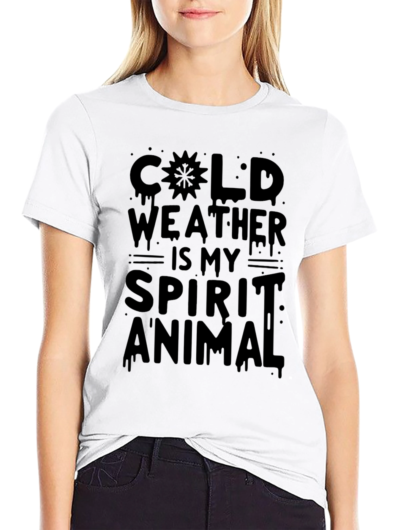 Cold Weather is My Spirit Animal Black Graphic T-Shirt