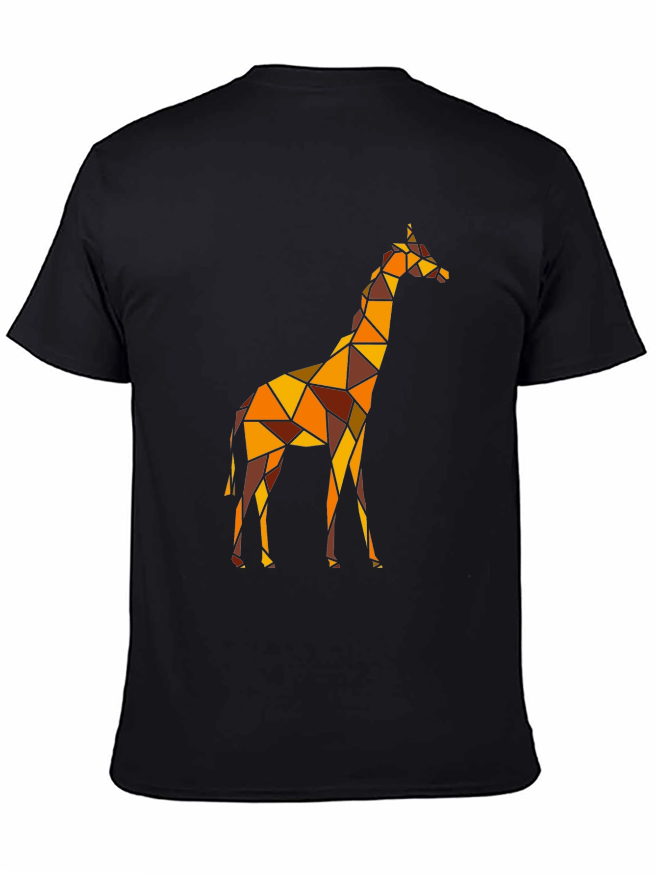 Geometric Giraffe Graphic Tee - Black Cotton Comfort
