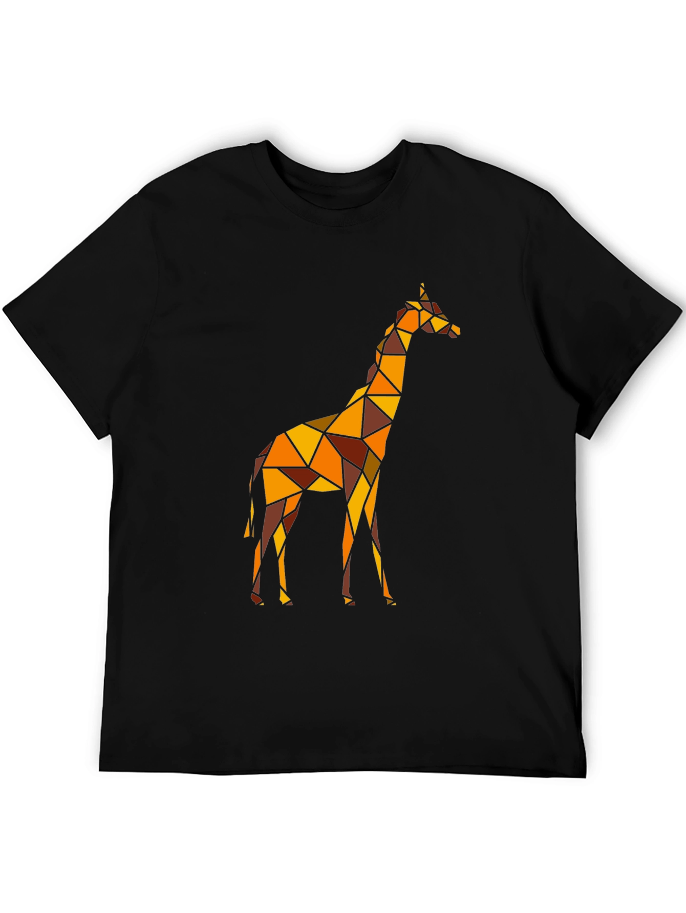 Geometric Giraffe Graphic Tee - Black Cotton Comfort