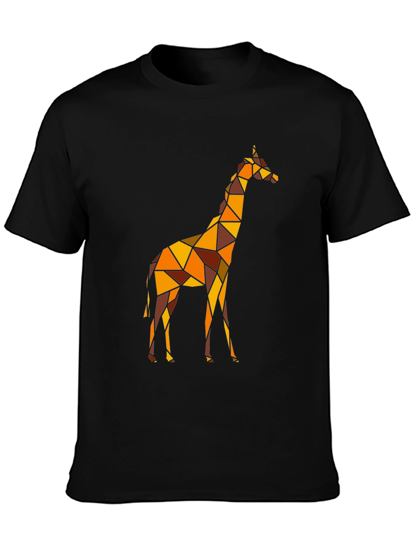 Geometric Giraffe Graphic Tee - Black Cotton Comfort