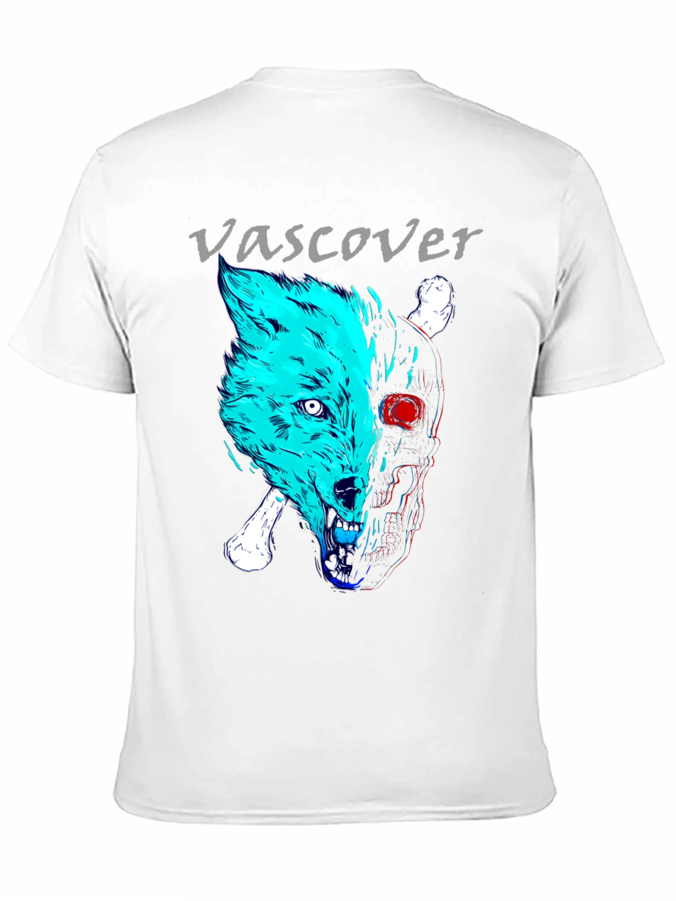 Vascover Wolf Skull Graphic Tee - Edgy Design