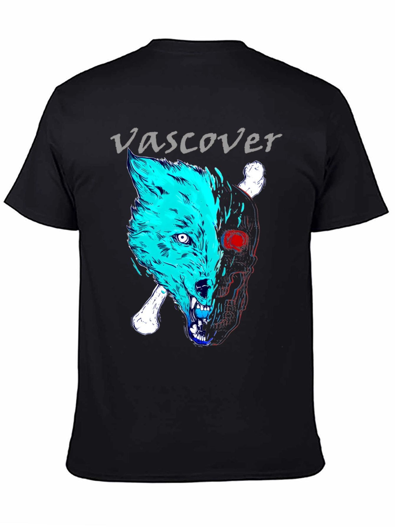 Vascover Wolf Skull Graphic Tee - Edgy Design