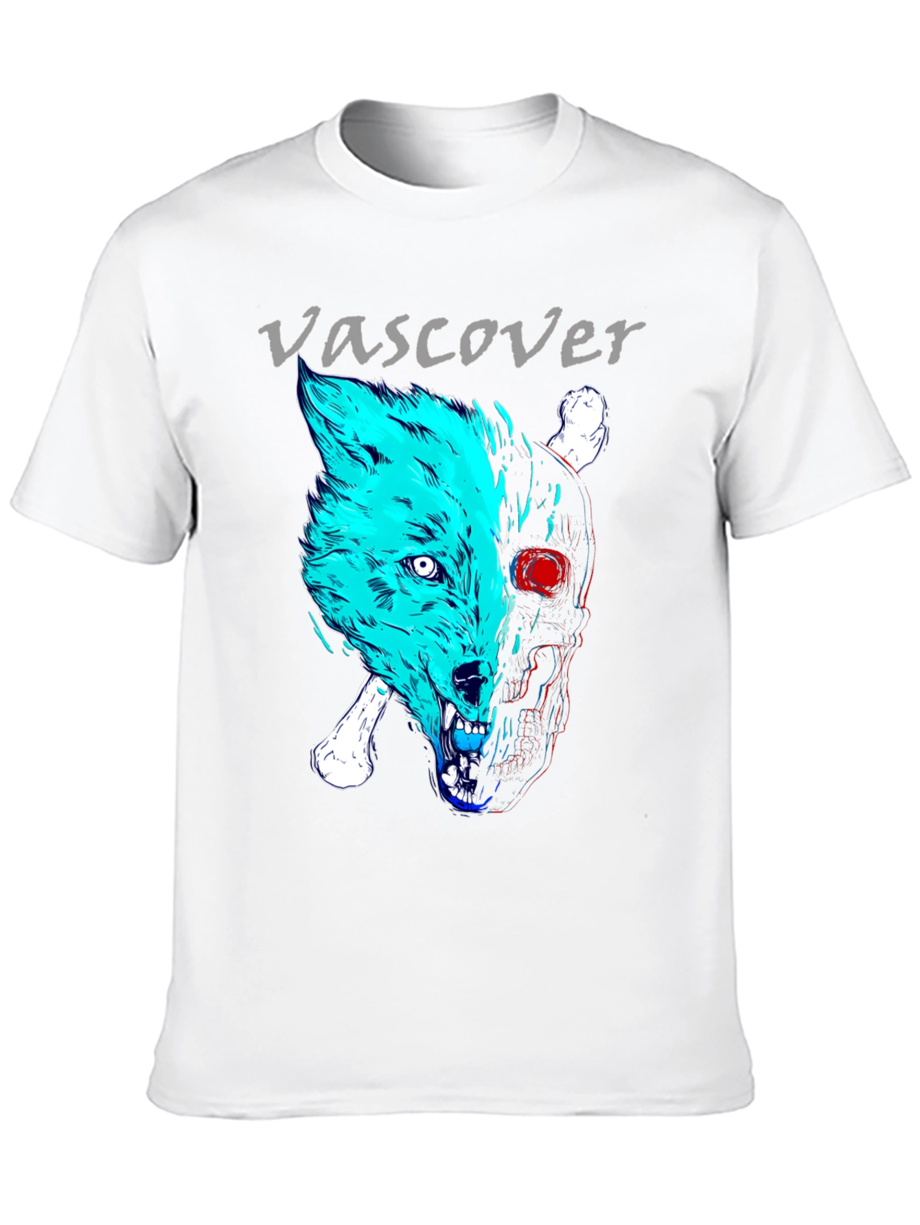 Vascover Wolf Skull Graphic Tee - Edgy Design