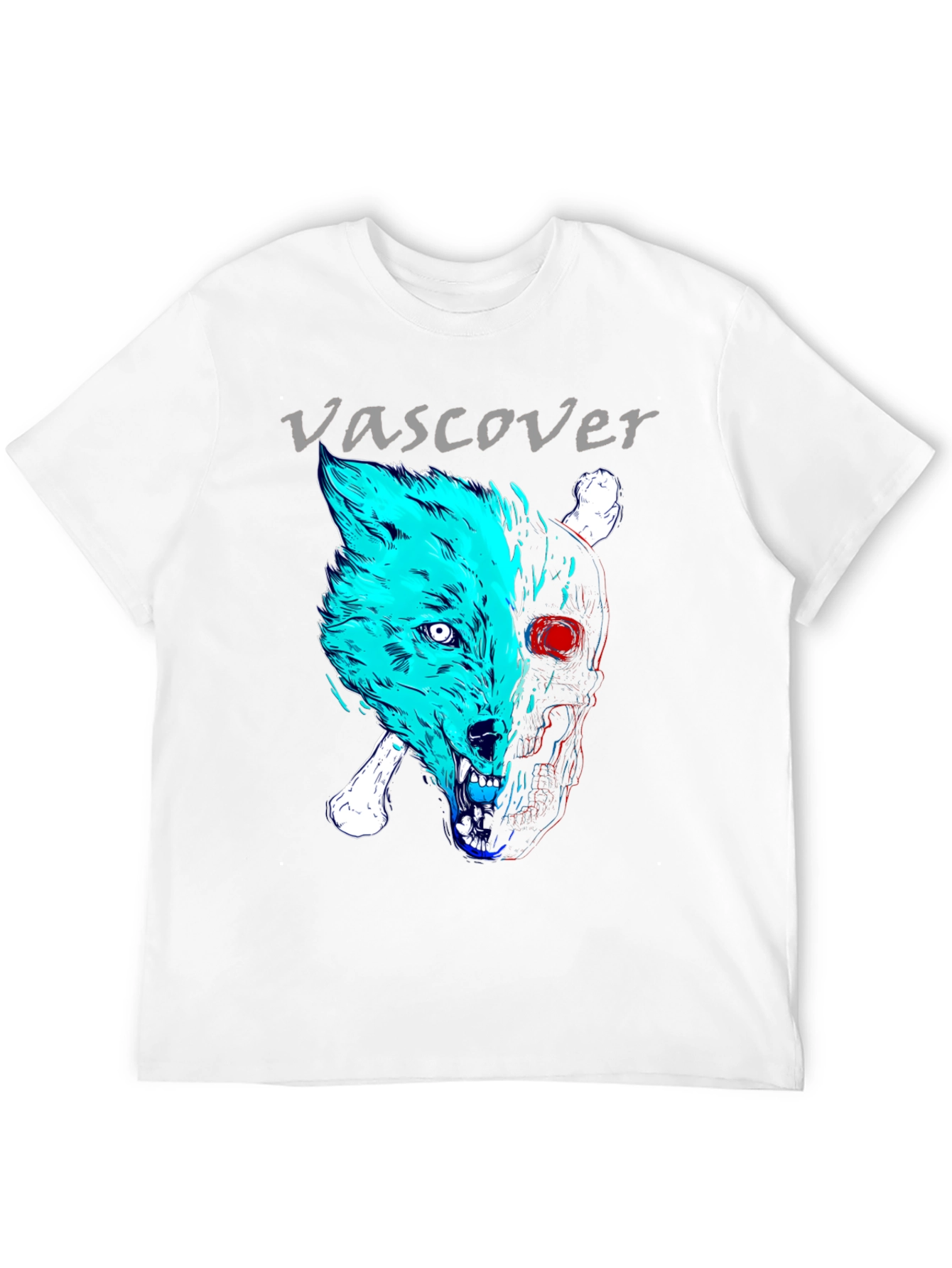 Vascover Wolf Skull Graphic Tee - Edgy Design