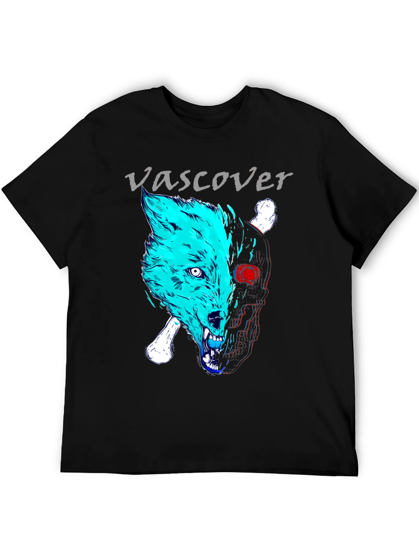 Vascover Wolf Skull Graphic Tee - Edgy Design
