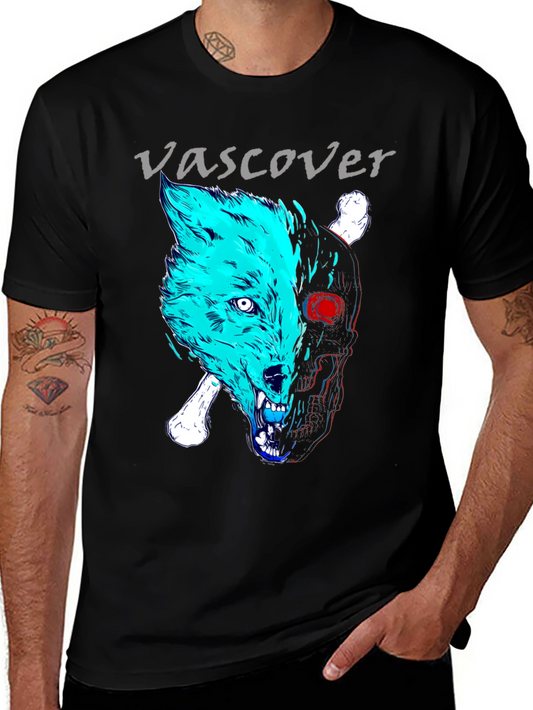 Vascover Wolf Skull Graphic Tee - Edgy Design