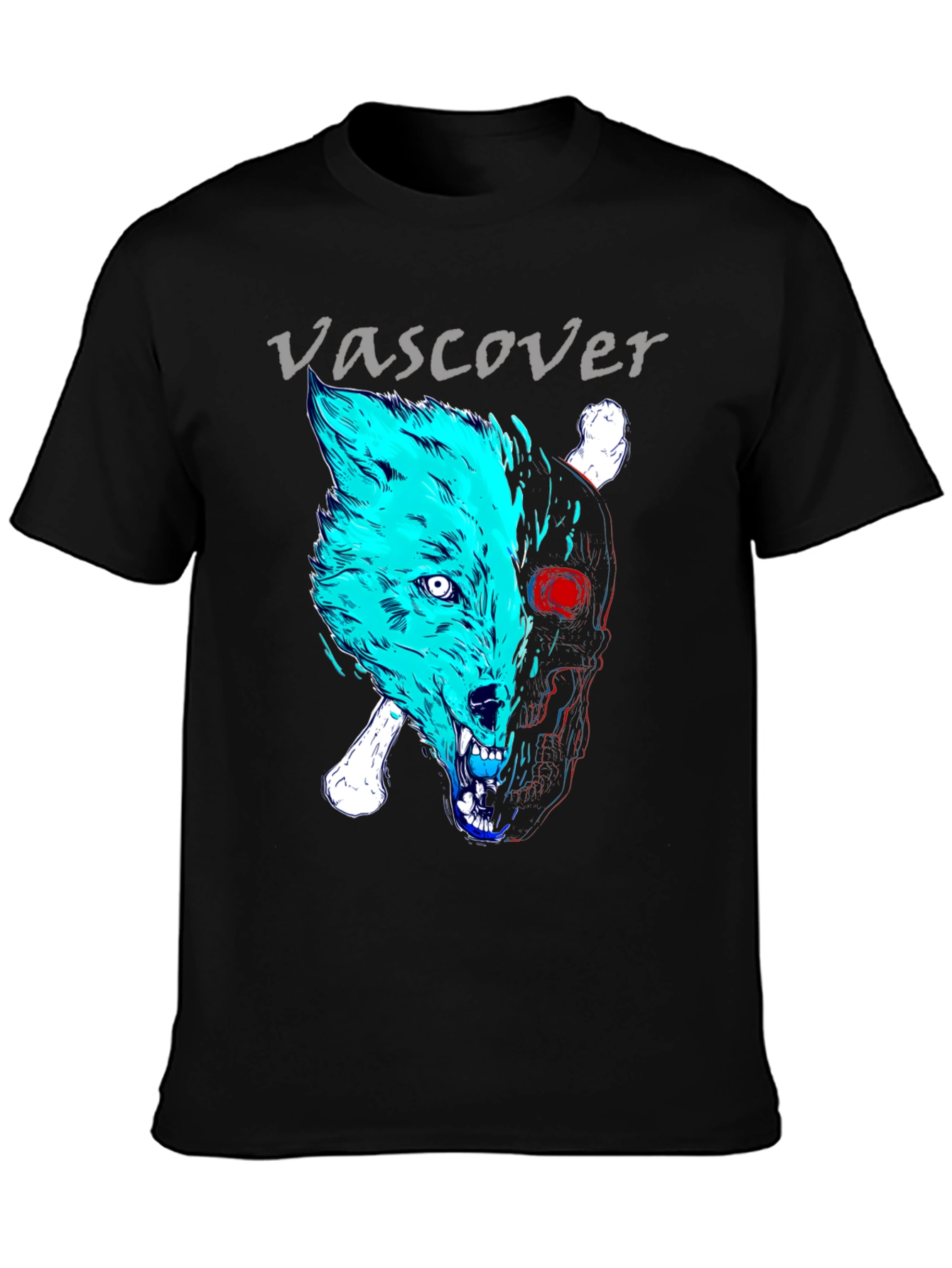 Vascover Wolf Skull Graphic Tee - Edgy Design
