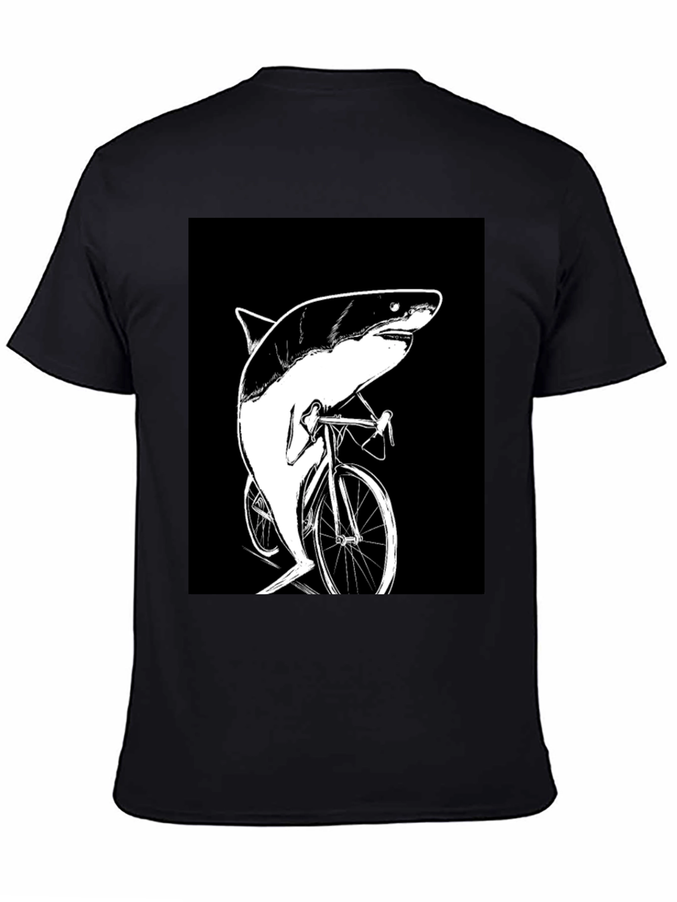 Shark on Bike T-Shirt - Funny Animal Graphic Tee