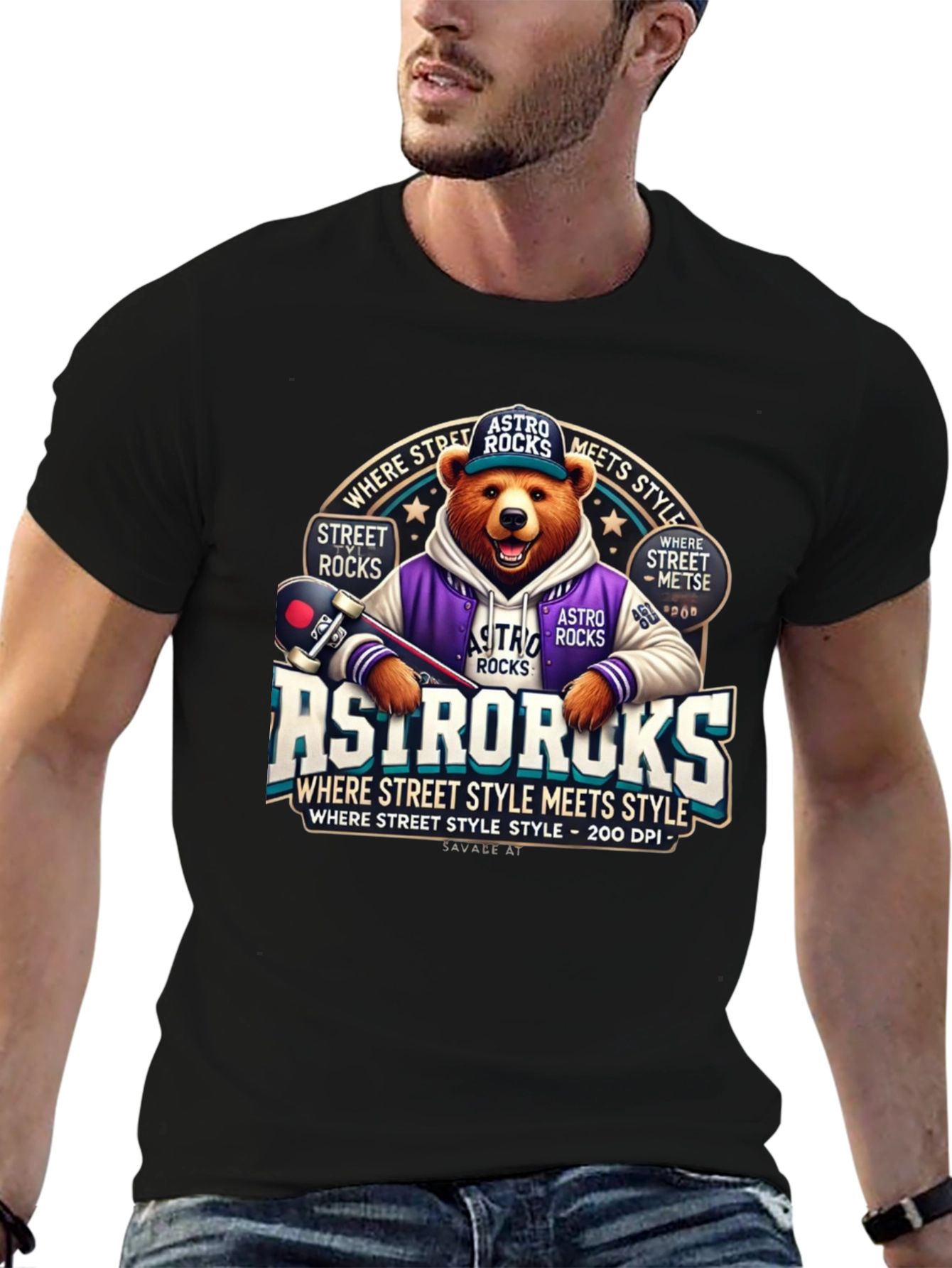 Astro Rocks Bear Graphic T-Shirt