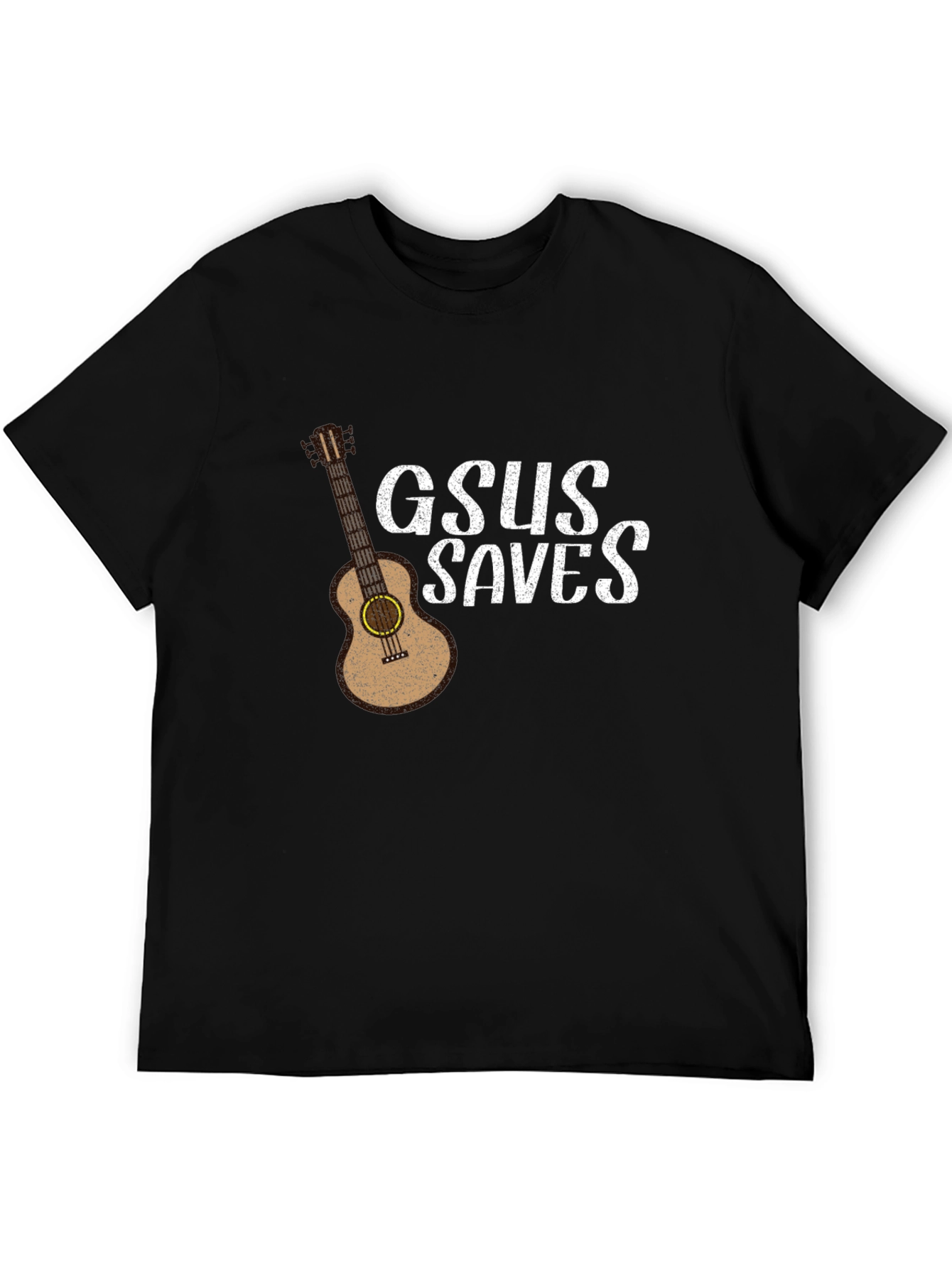 GSUS Saves Graphic T-Shirt - Black Guitar Design