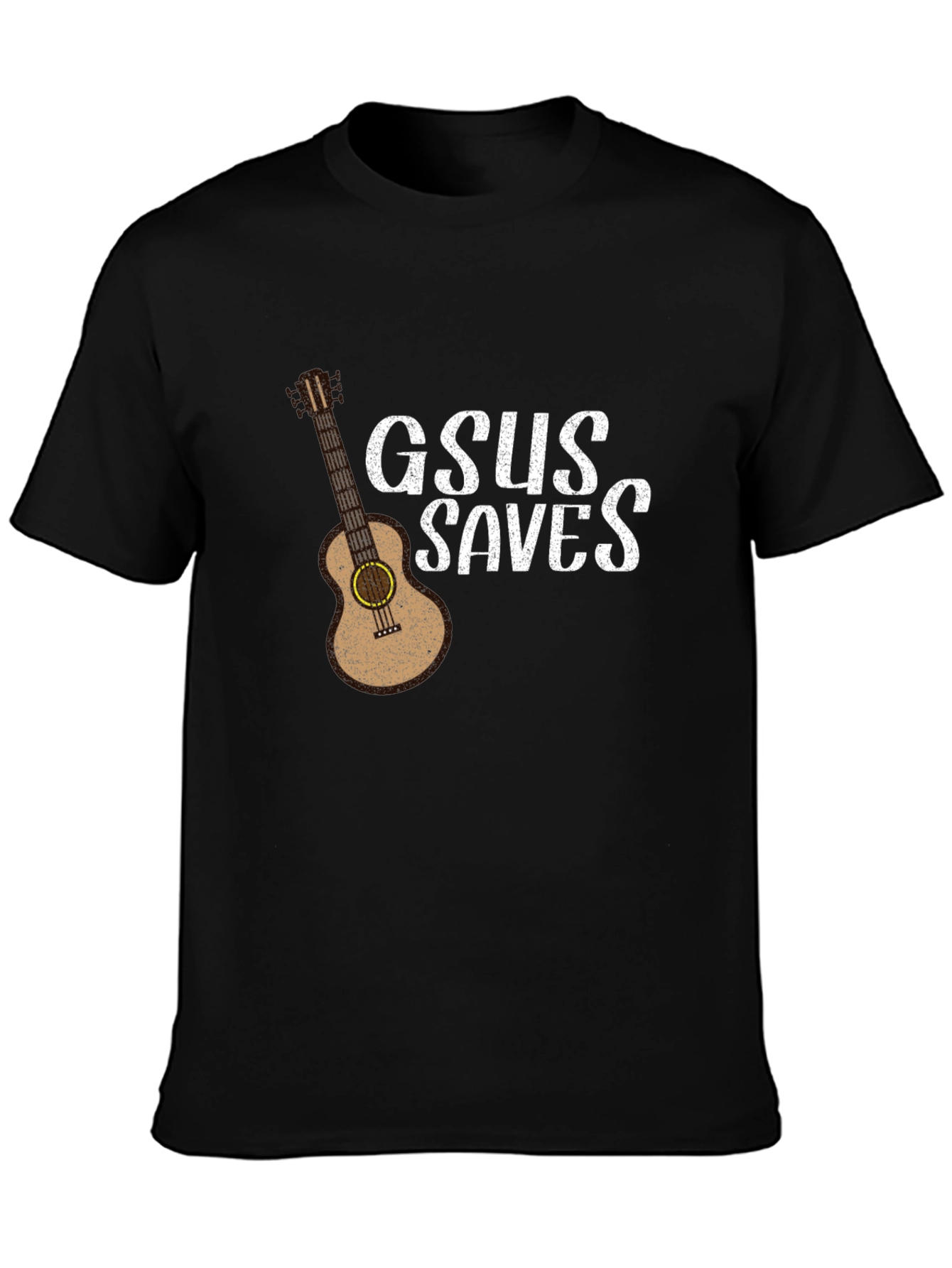 GSUS Saves Graphic T-Shirt - Black Guitar Design