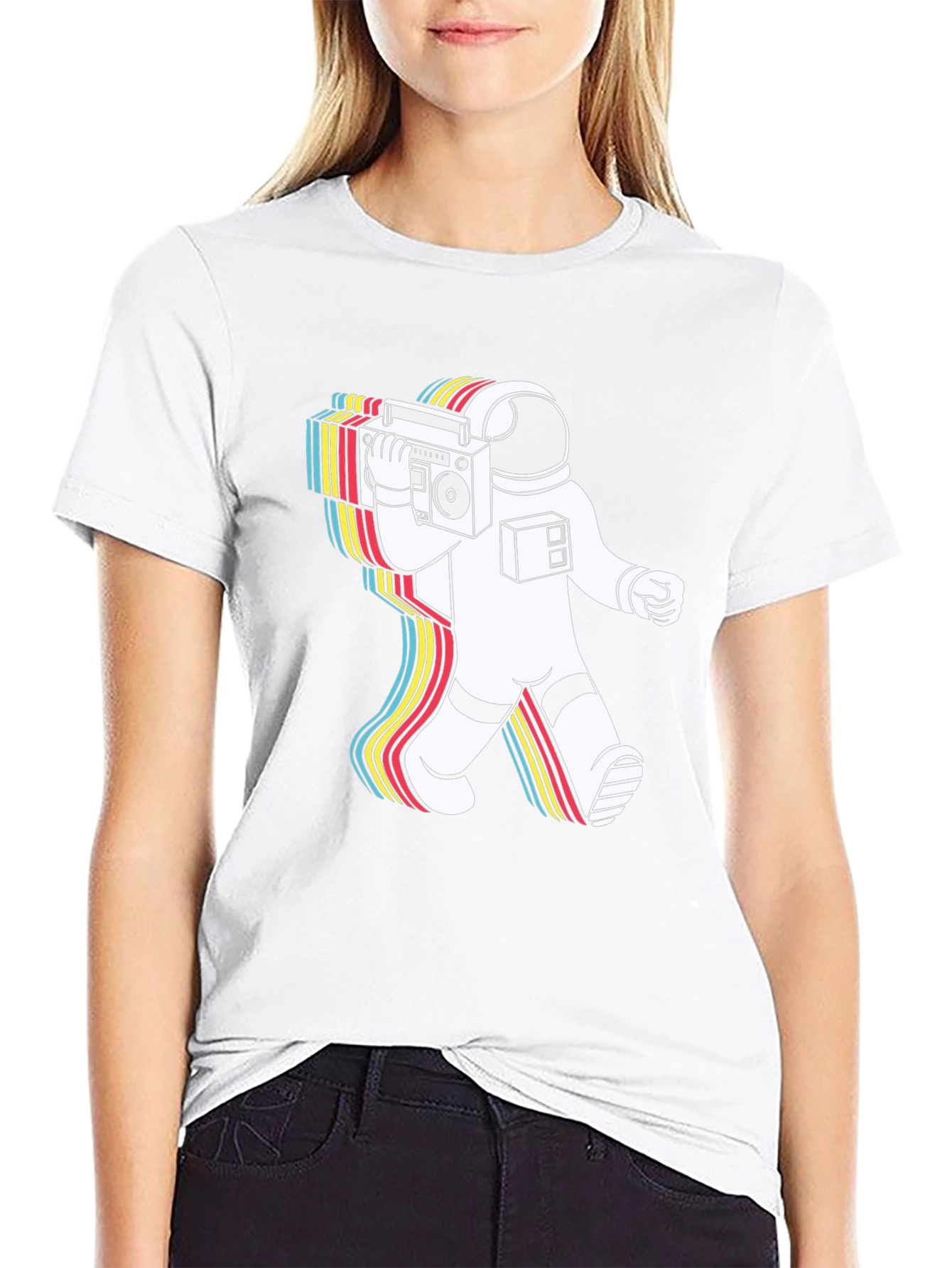 Retro Astronaut Boombox Graphic Tee