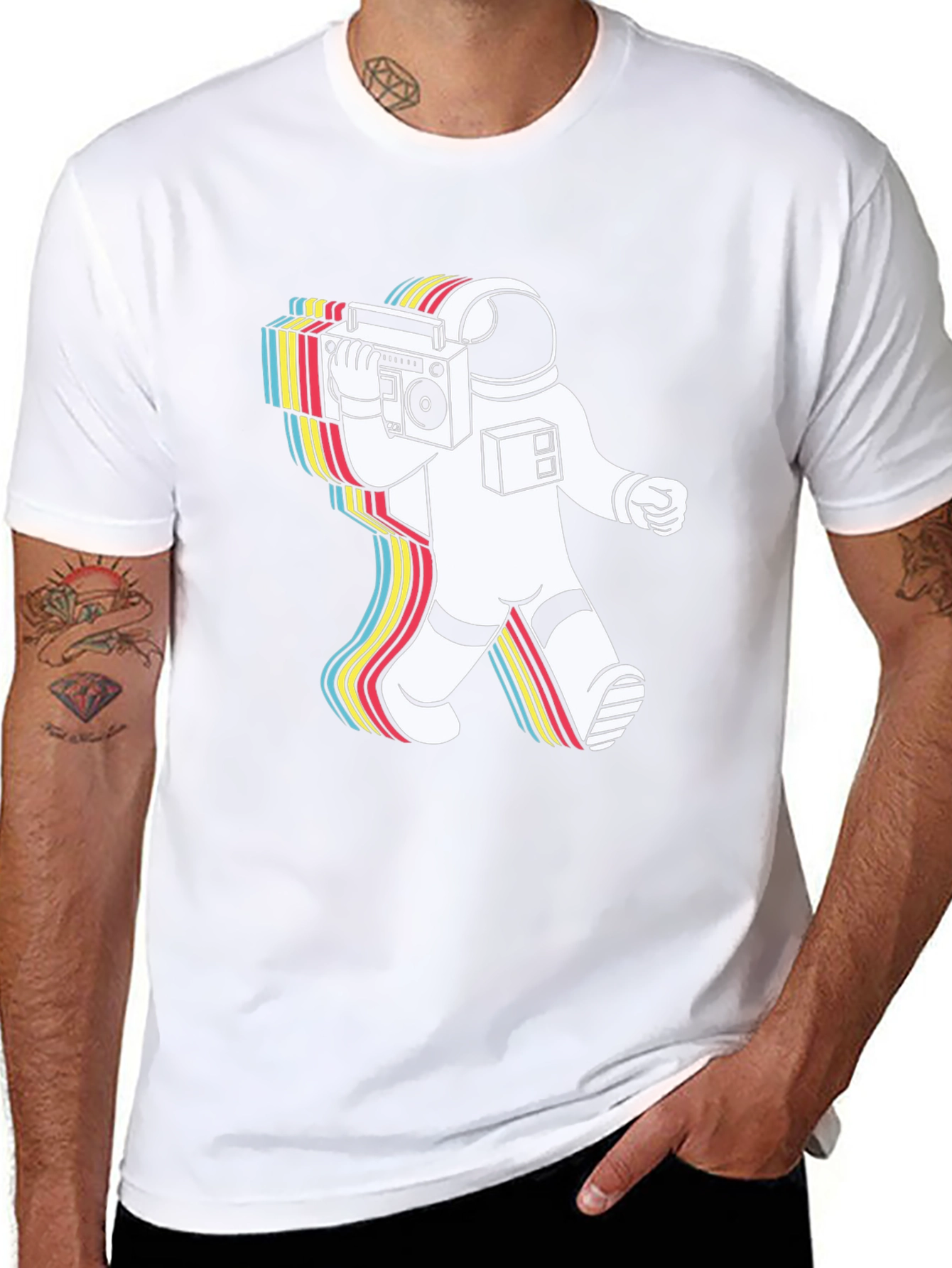 Retro Astronaut Boombox Graphic Tee