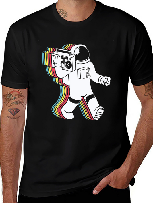 Retro Astronaut Boombox Graphic Tee