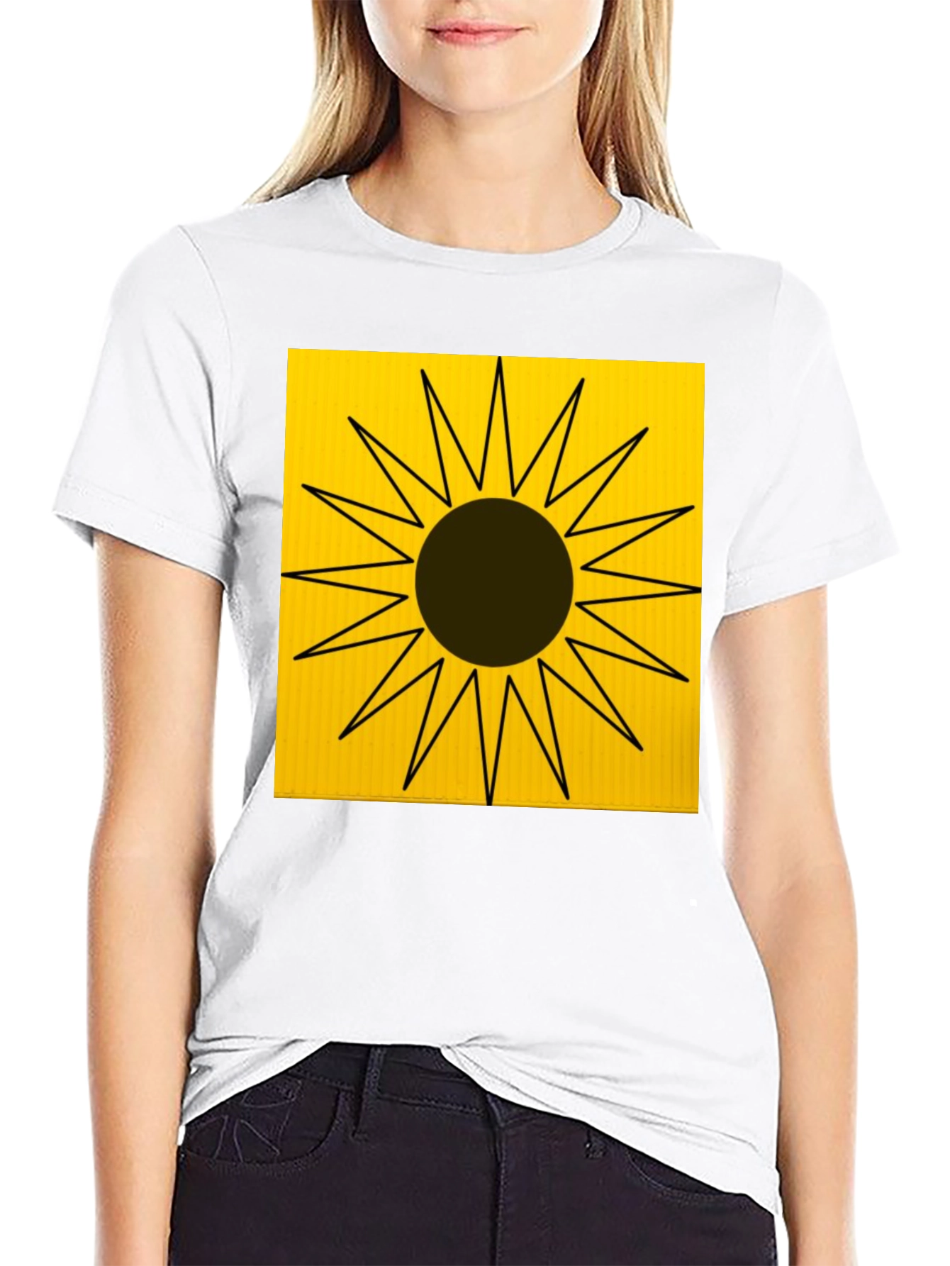 Abstract Sun Graphic Tee - Black
