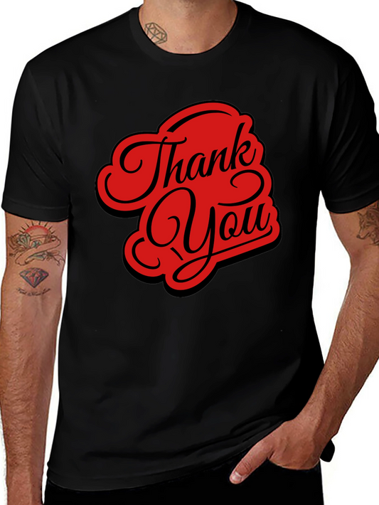 Thank You Graphic Tee - Stylish Black Casual T-Shirt