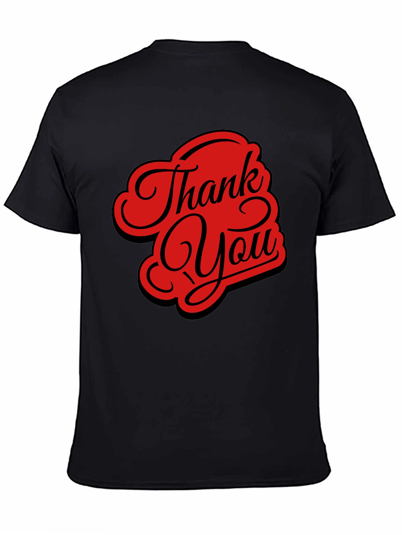 Thank You Graphic Tee - Stylish Black Casual T-Shirt