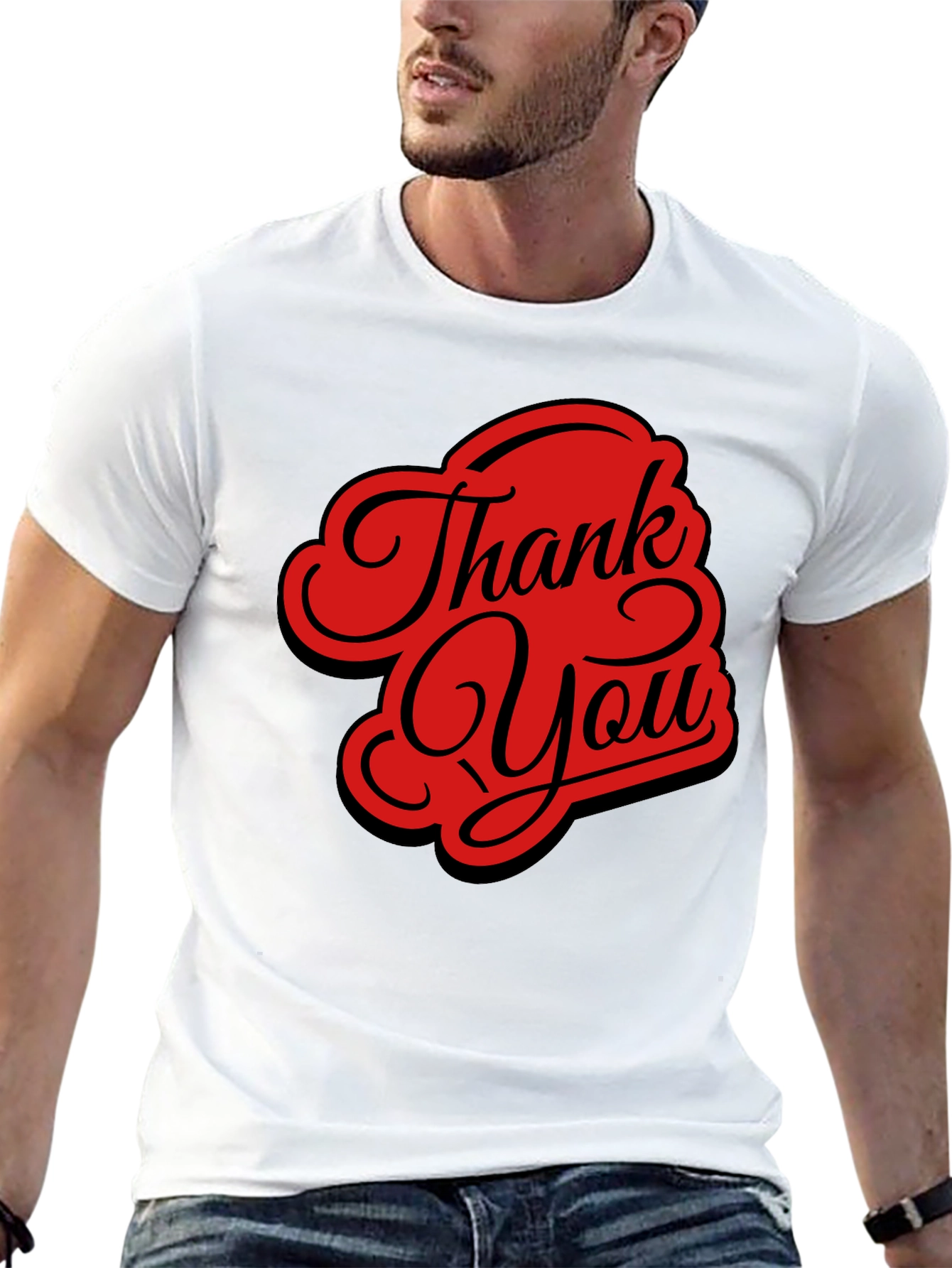 Thank You Graphic Tee - Stylish Black Casual T-Shirt