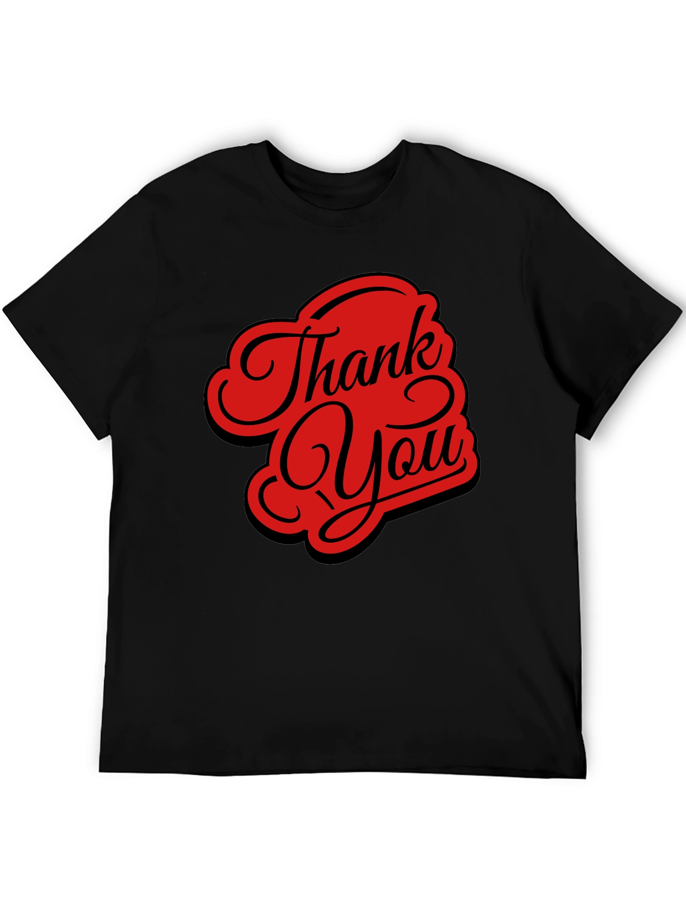 Thank You Graphic Tee - Stylish Black Casual T-Shirt