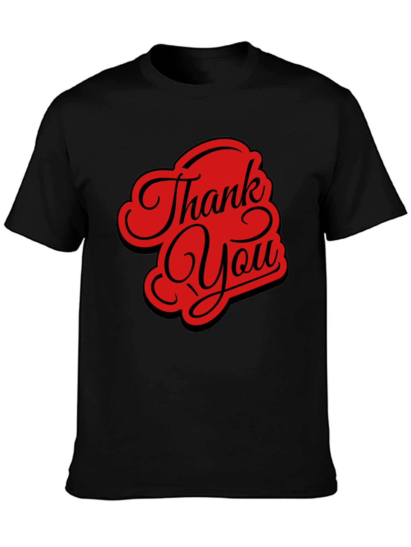 Thank You Graphic Tee - Stylish Black Casual T-Shirt