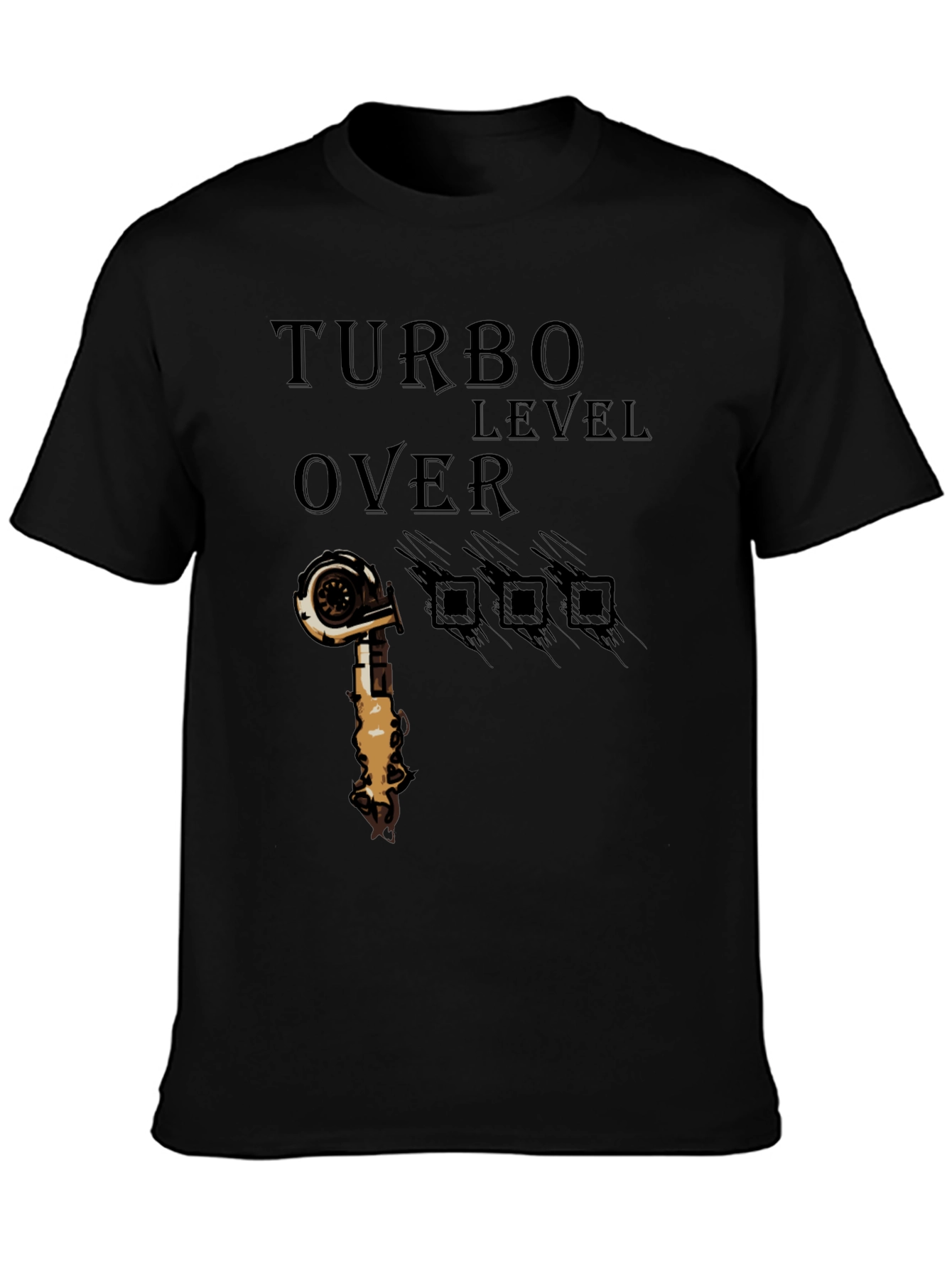 Turbo Level Over 9000 Black Graphic T-Shirt