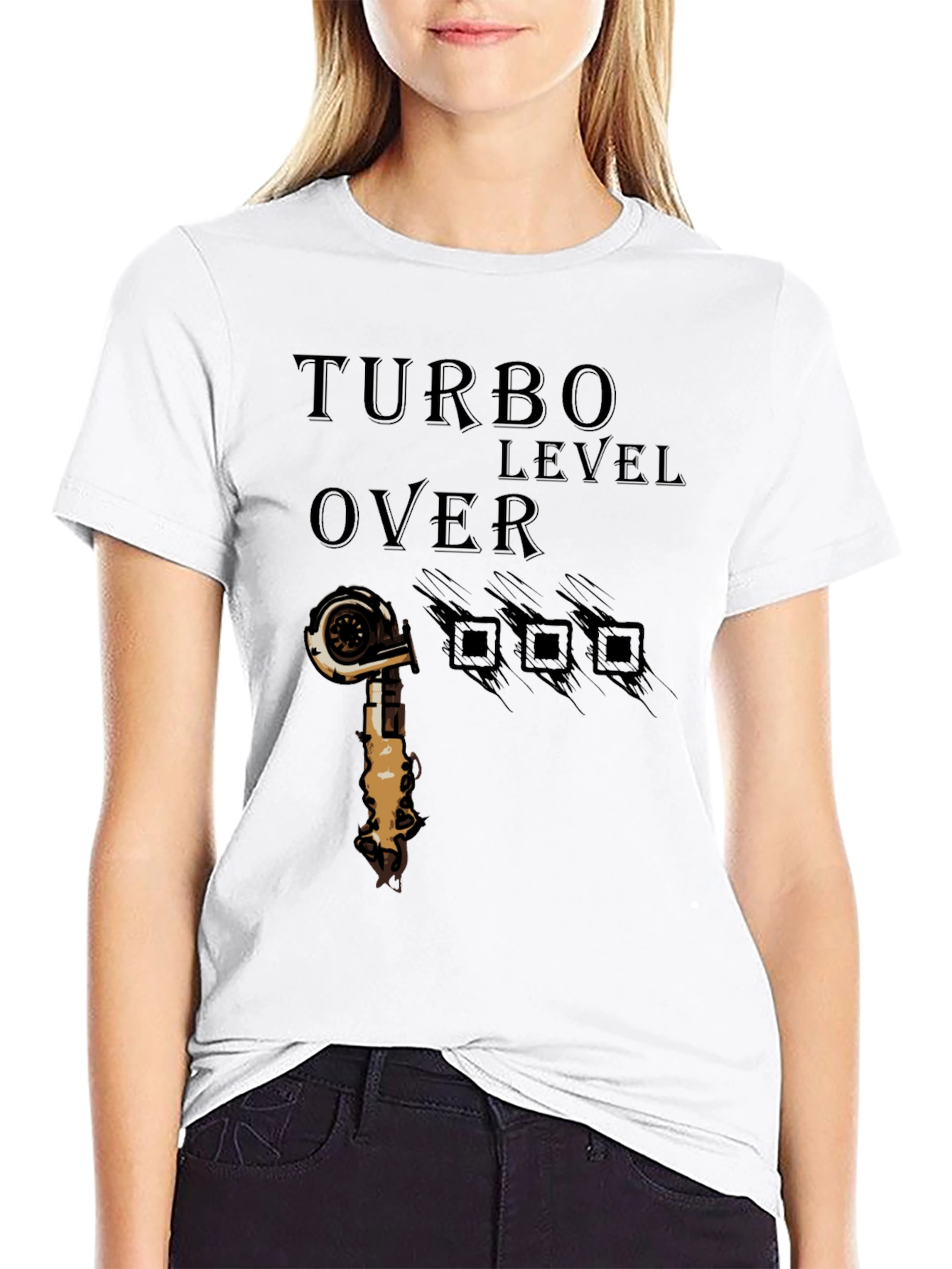 Turbo Level Over 9000 Black Graphic T-Shirt