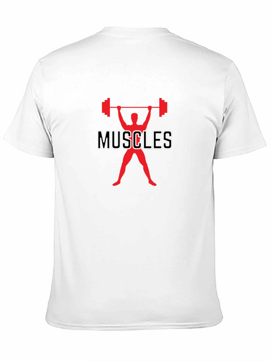Muscles Graphic Tee - Black Cotton Gym Shirt
