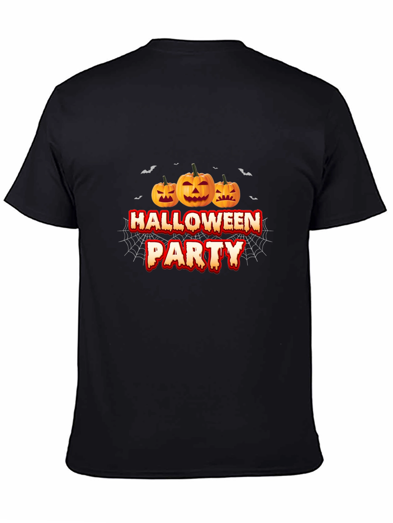 Halloween Party Black T-Shirt with Pumpkin Design