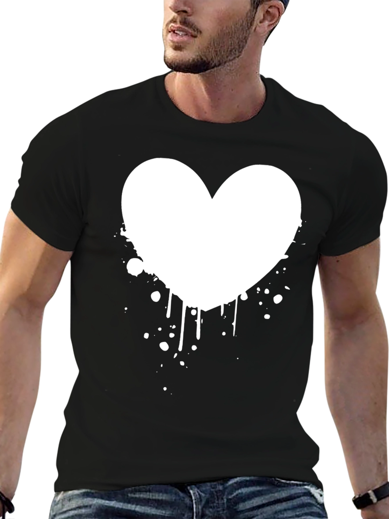 Heart Splash Graphic Black T-Shirt