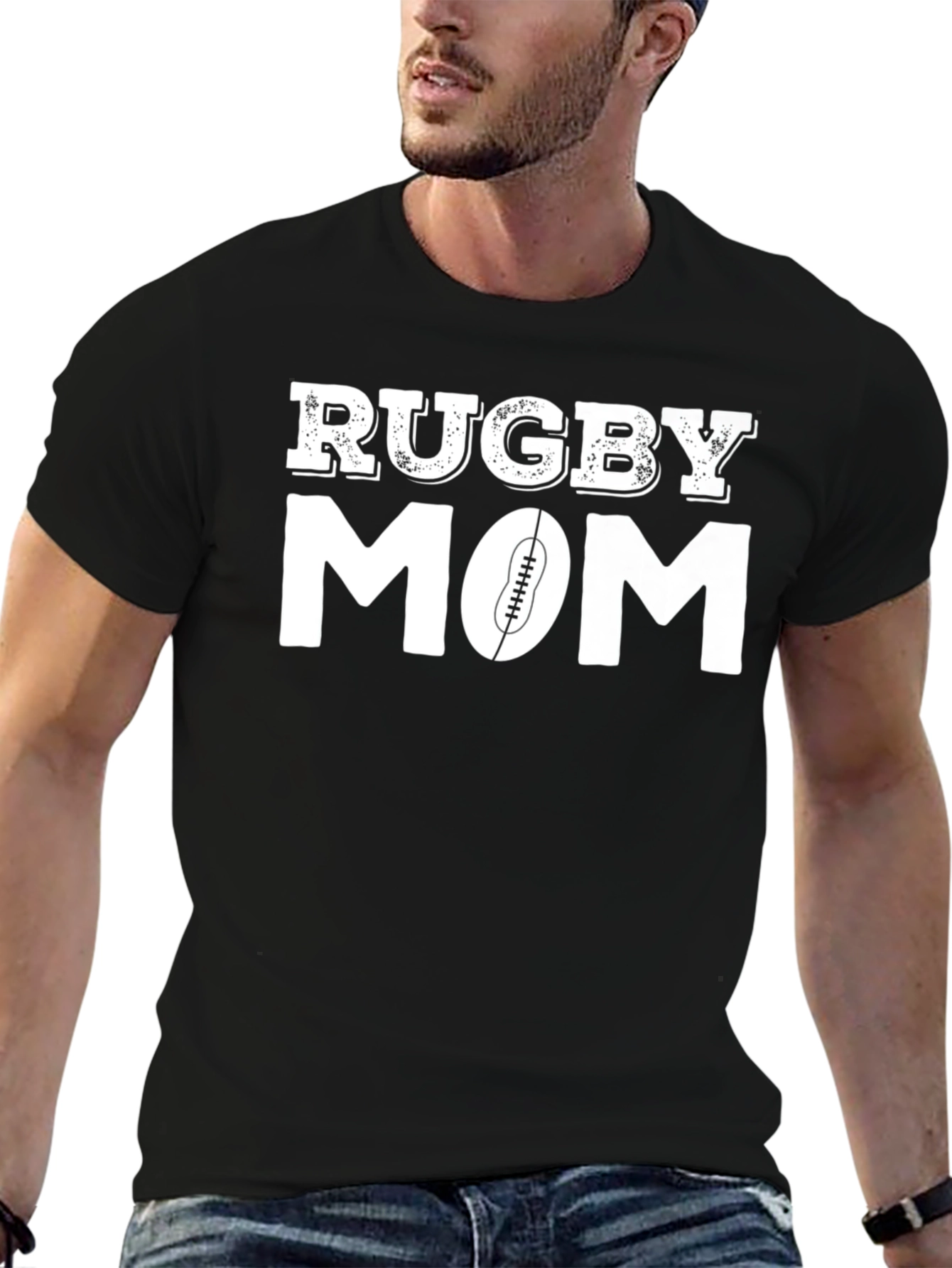 Rugby Mom T-Shirt - Black Graphic Tee