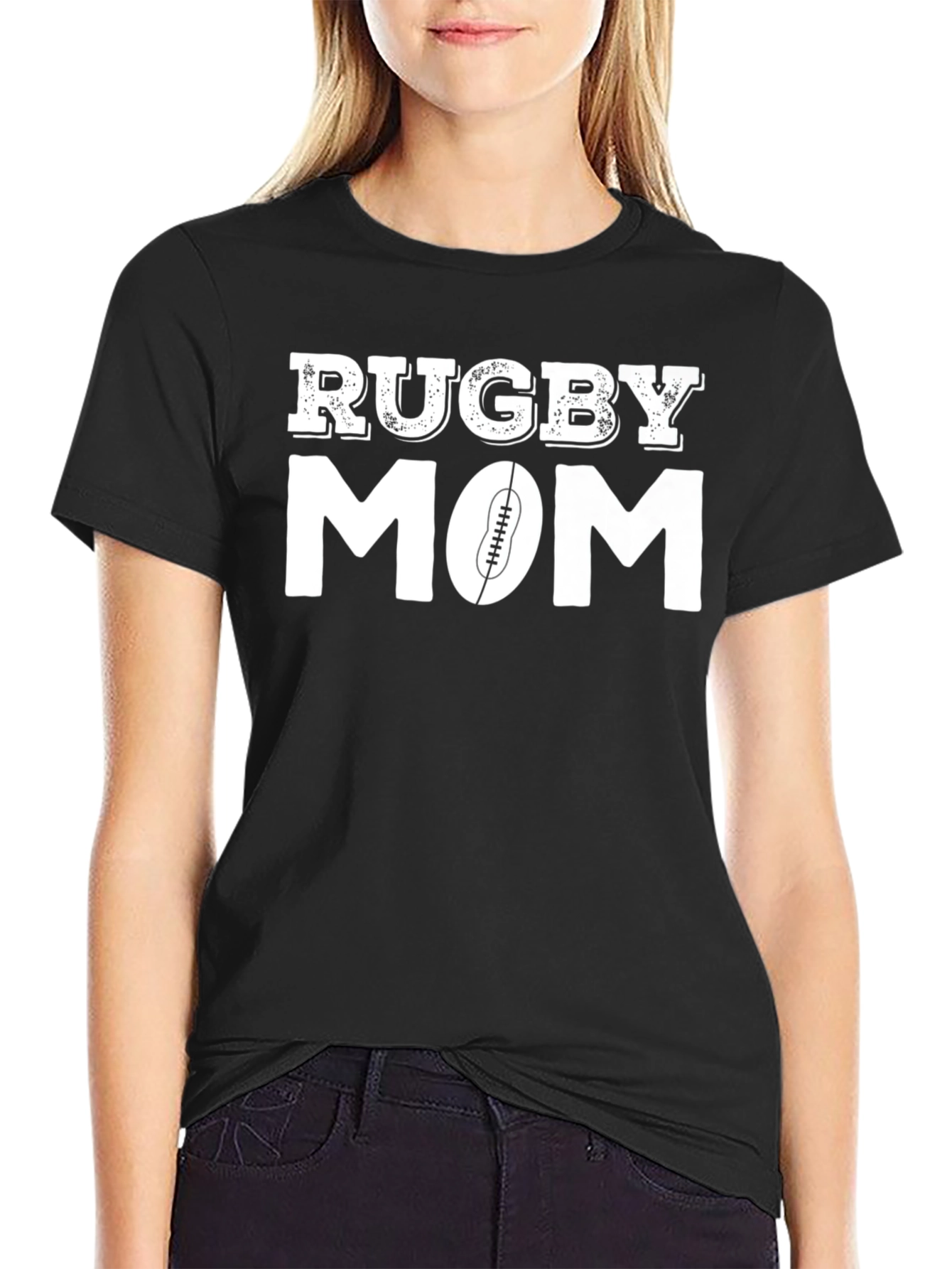 Rugby Mom T-Shirt - Black Graphic Tee
