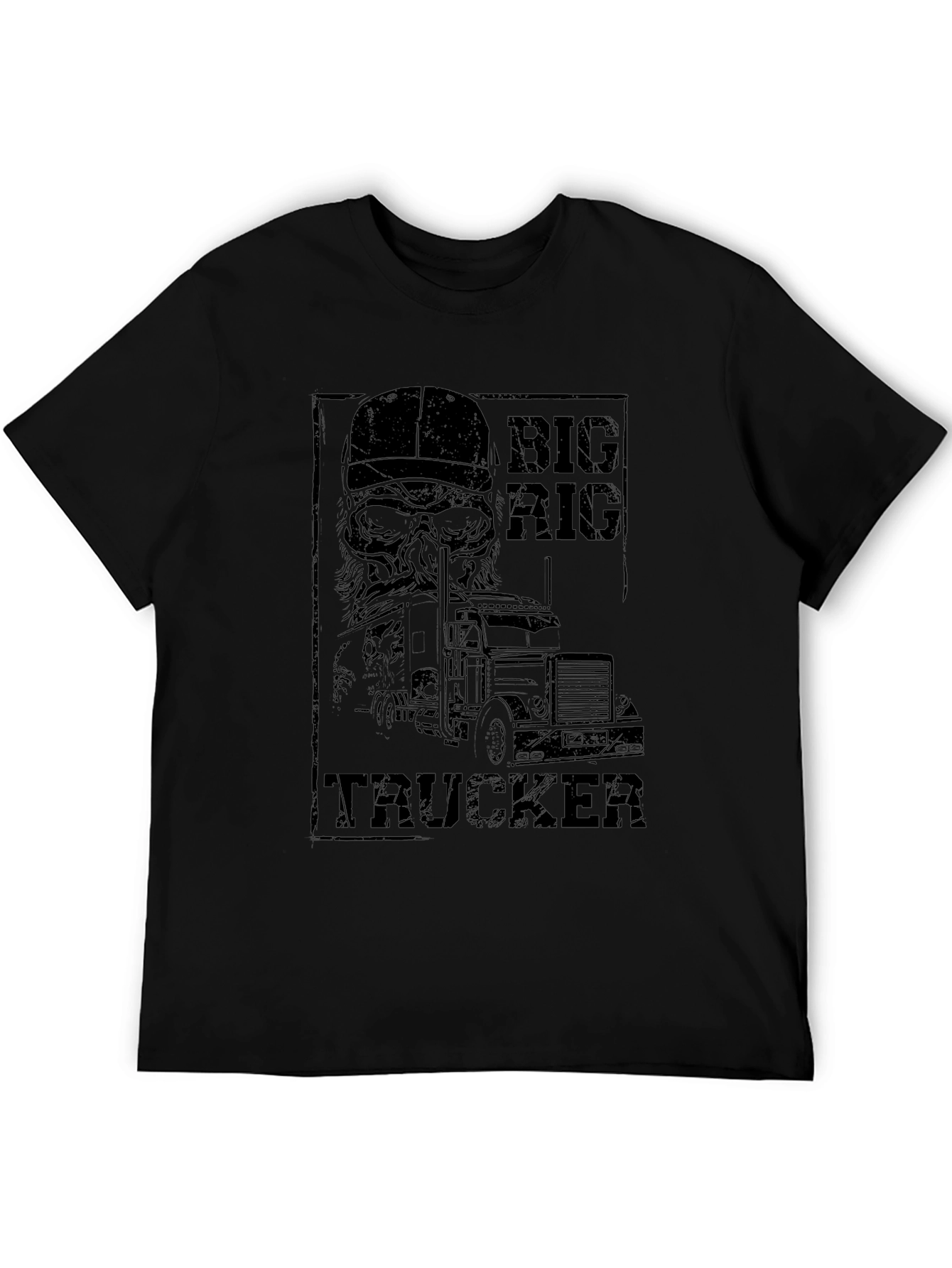 Big Rig Trucker Tee - Black Cotton Graphic T-Shirt