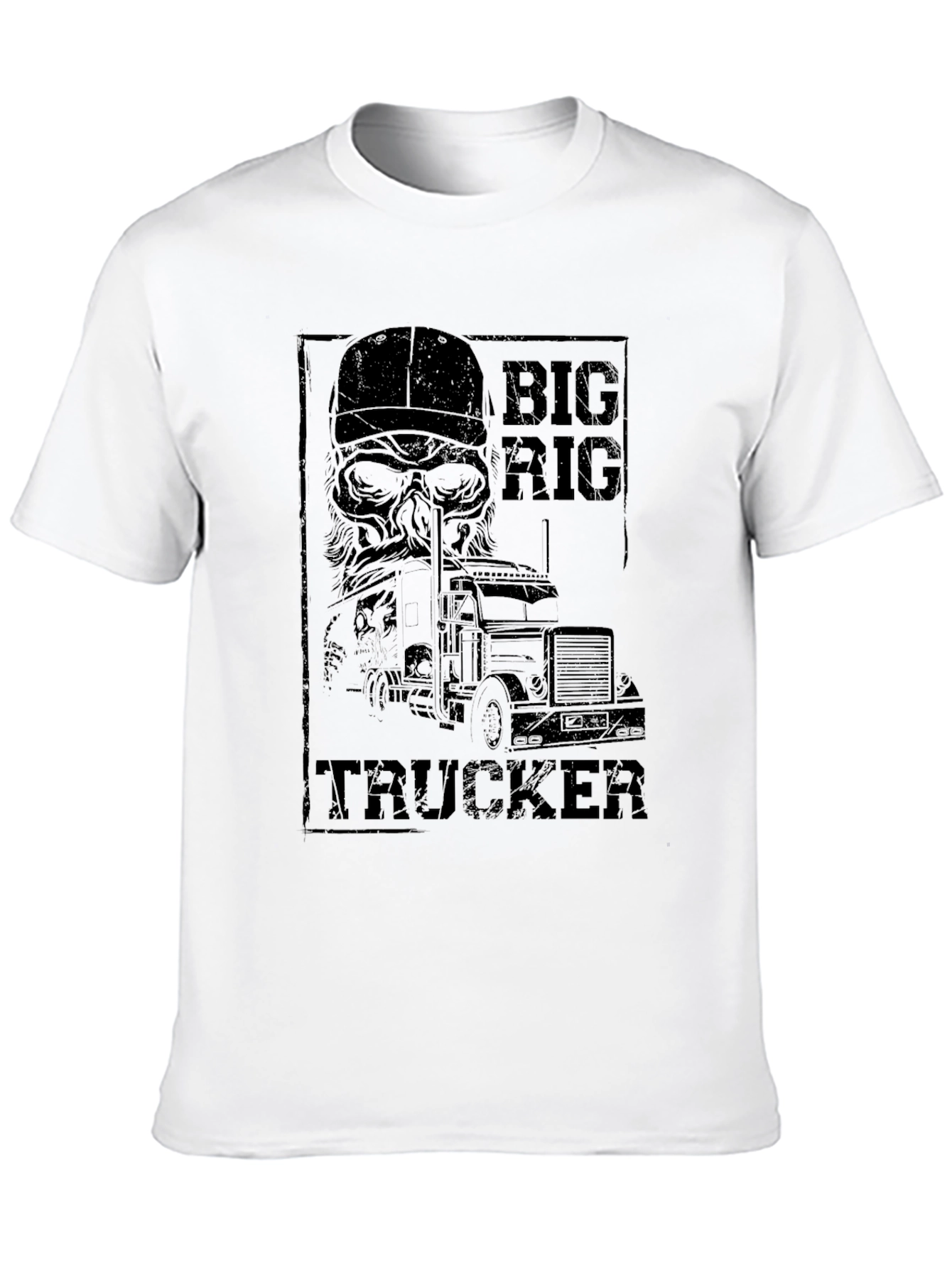 Big Rig Trucker Tee - Black Cotton Graphic T-Shirt