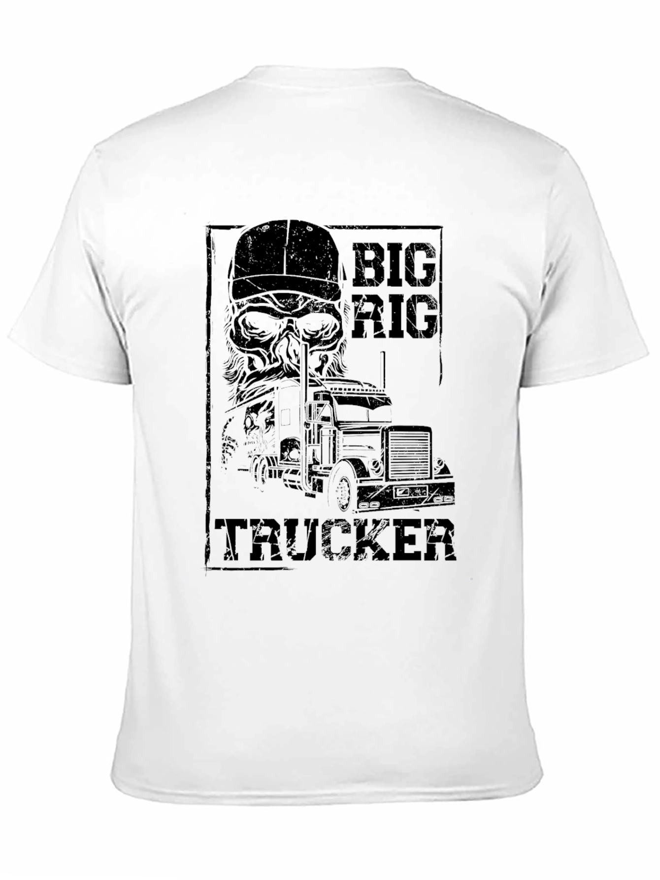 Big Rig Trucker Tee - Black Cotton Graphic T-Shirt