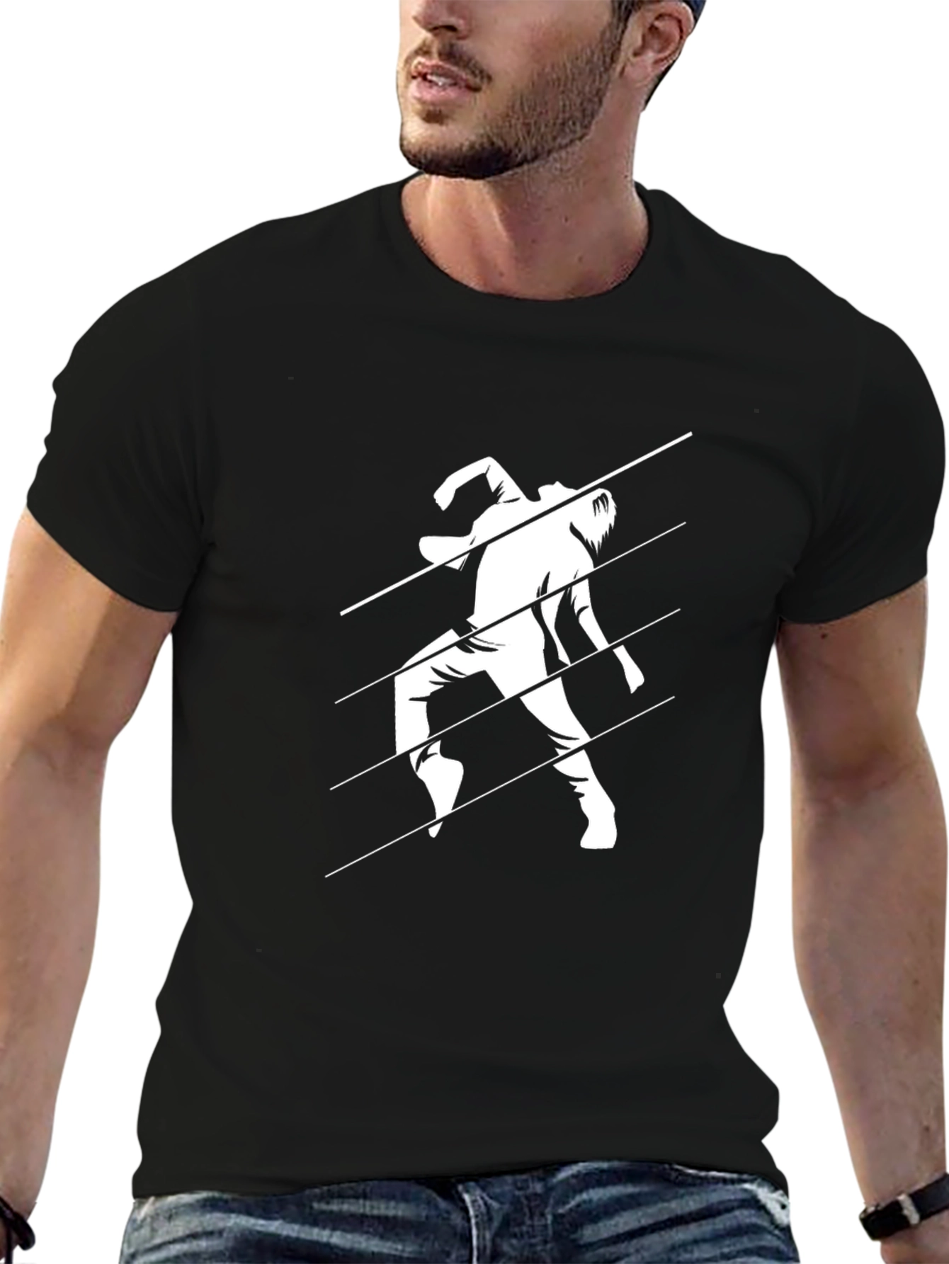 Modern Graphic Tee - Dancing Man Black T-Shirt