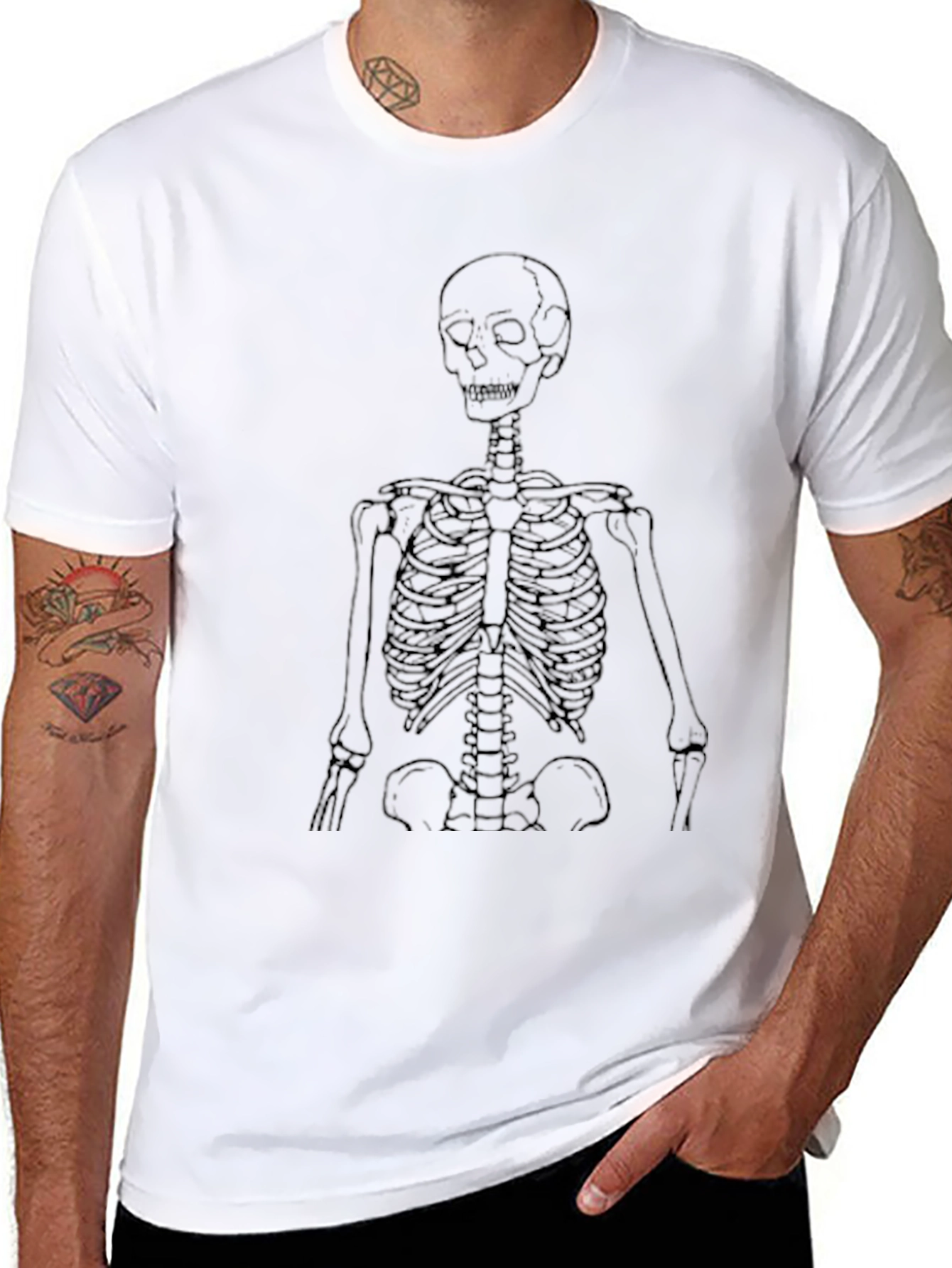 Skeleton Graphic T-Shirt - Black Cotton Tee