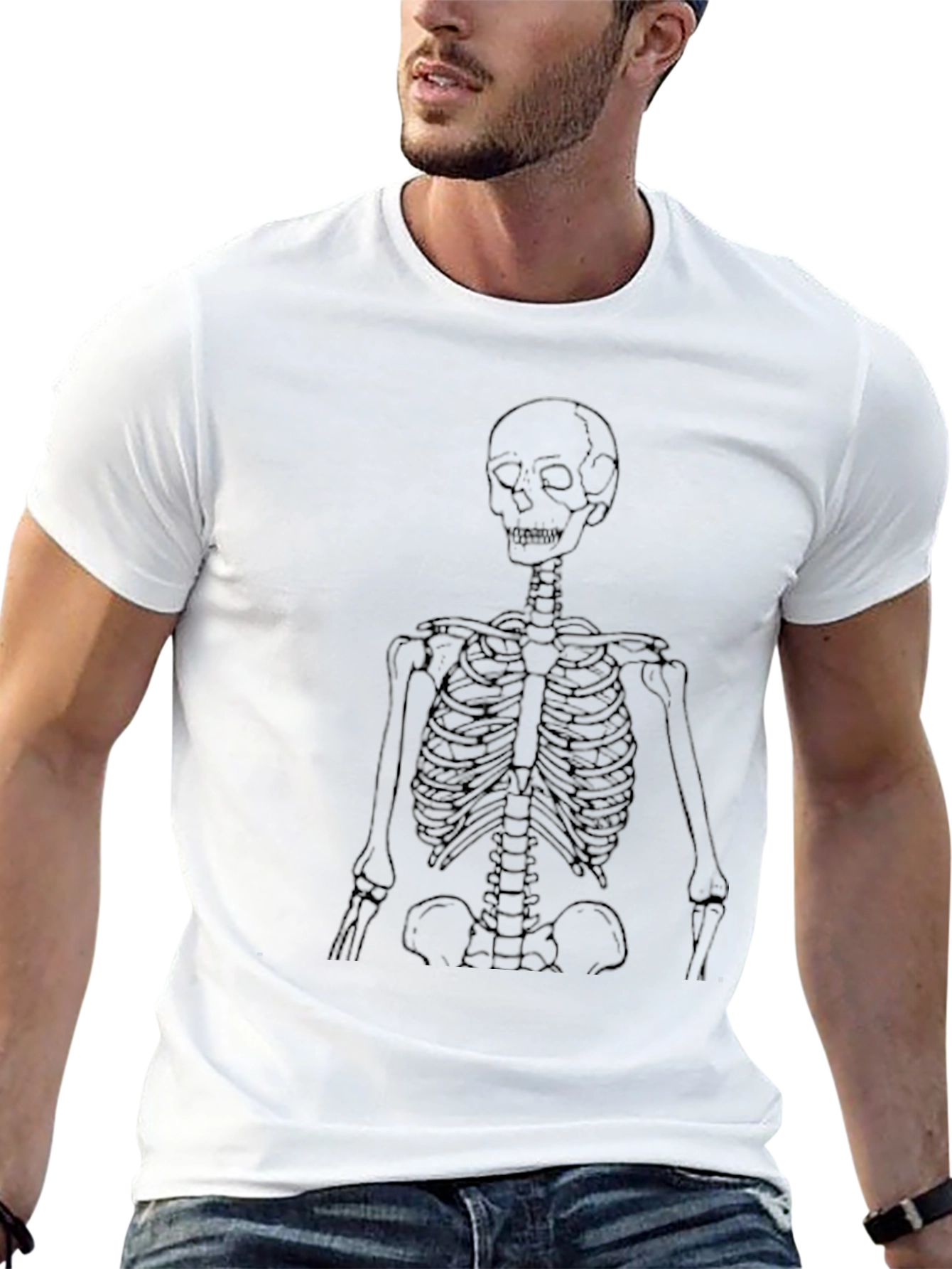 Skeleton Graphic T-Shirt - Black Cotton Tee