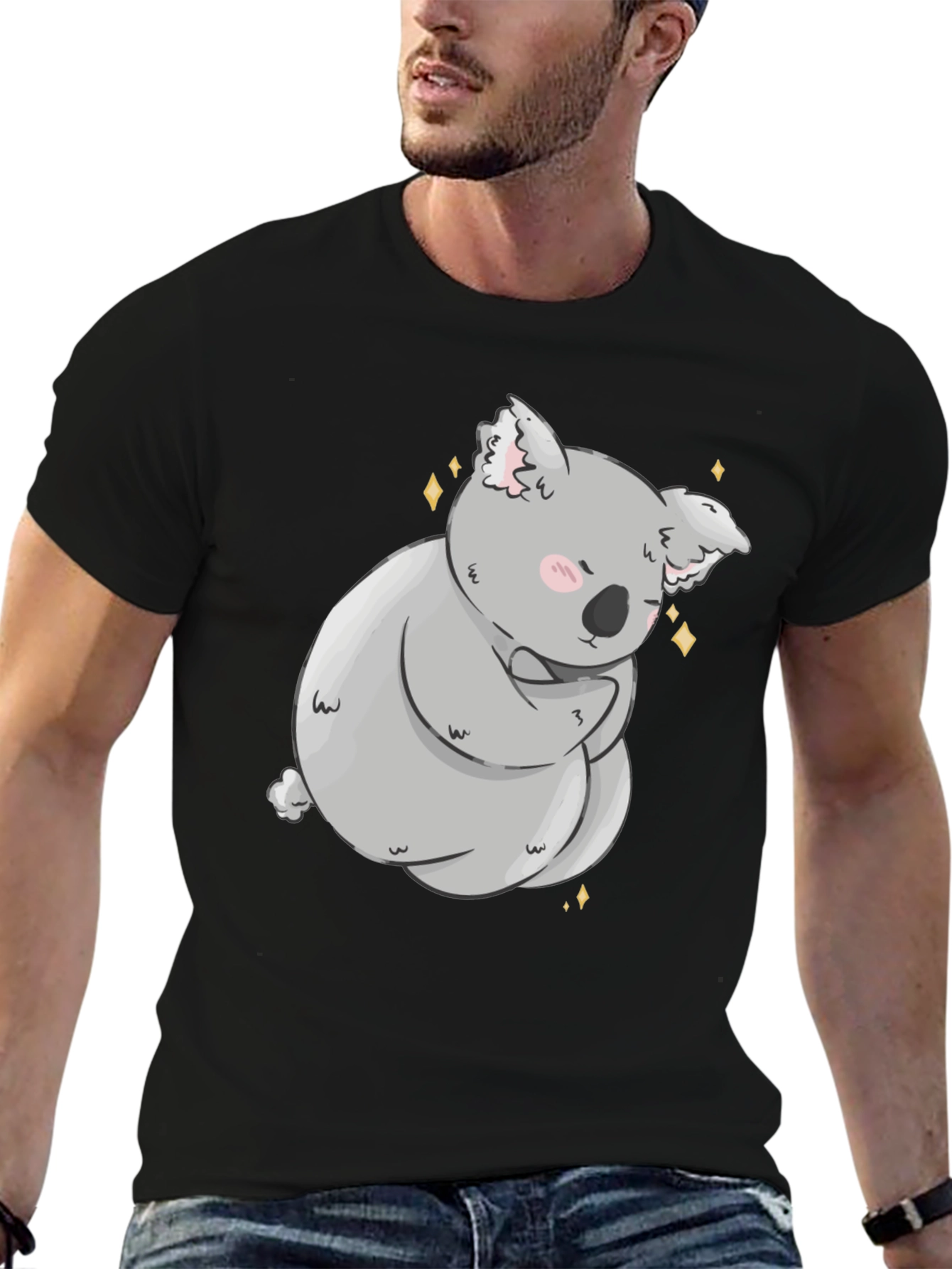 Cute Koala Bear Graphic Black T-Shirt