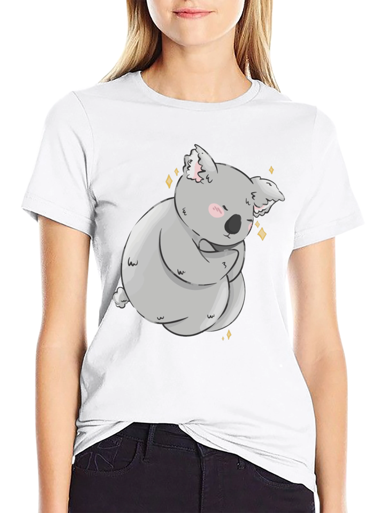 Cute Koala Bear Graphic Black T-Shirt
