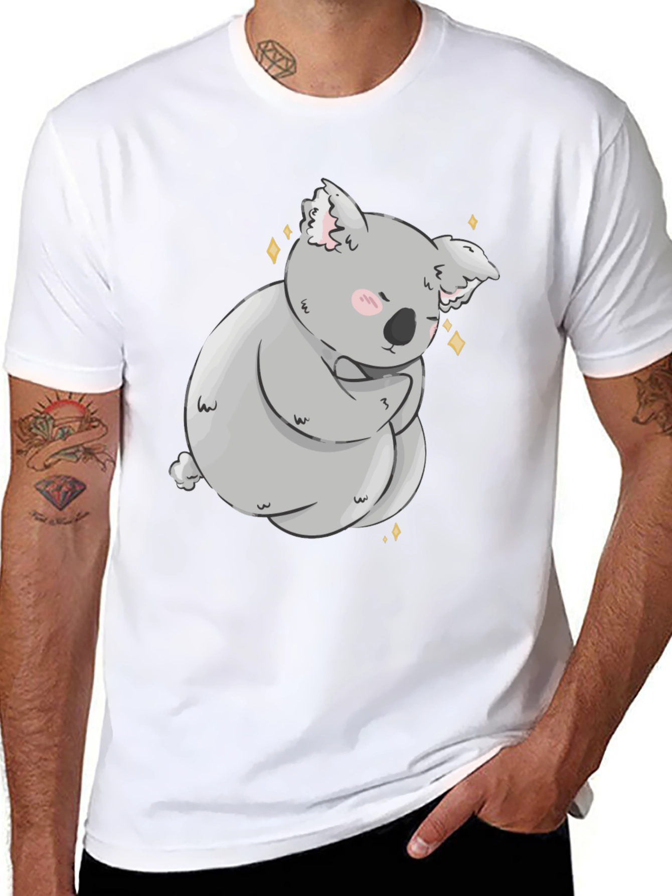 Cute Koala Bear Graphic Black T-Shirt