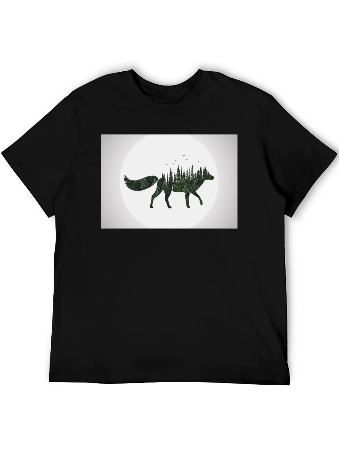 Nature Fox Graphic Tee - Stylish Mens Black T-Shirt