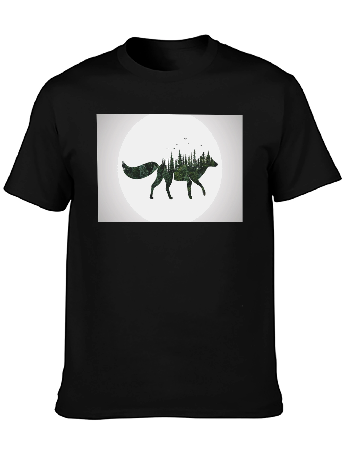 Nature Fox Graphic Tee - Stylish Mens Black T-Shirt