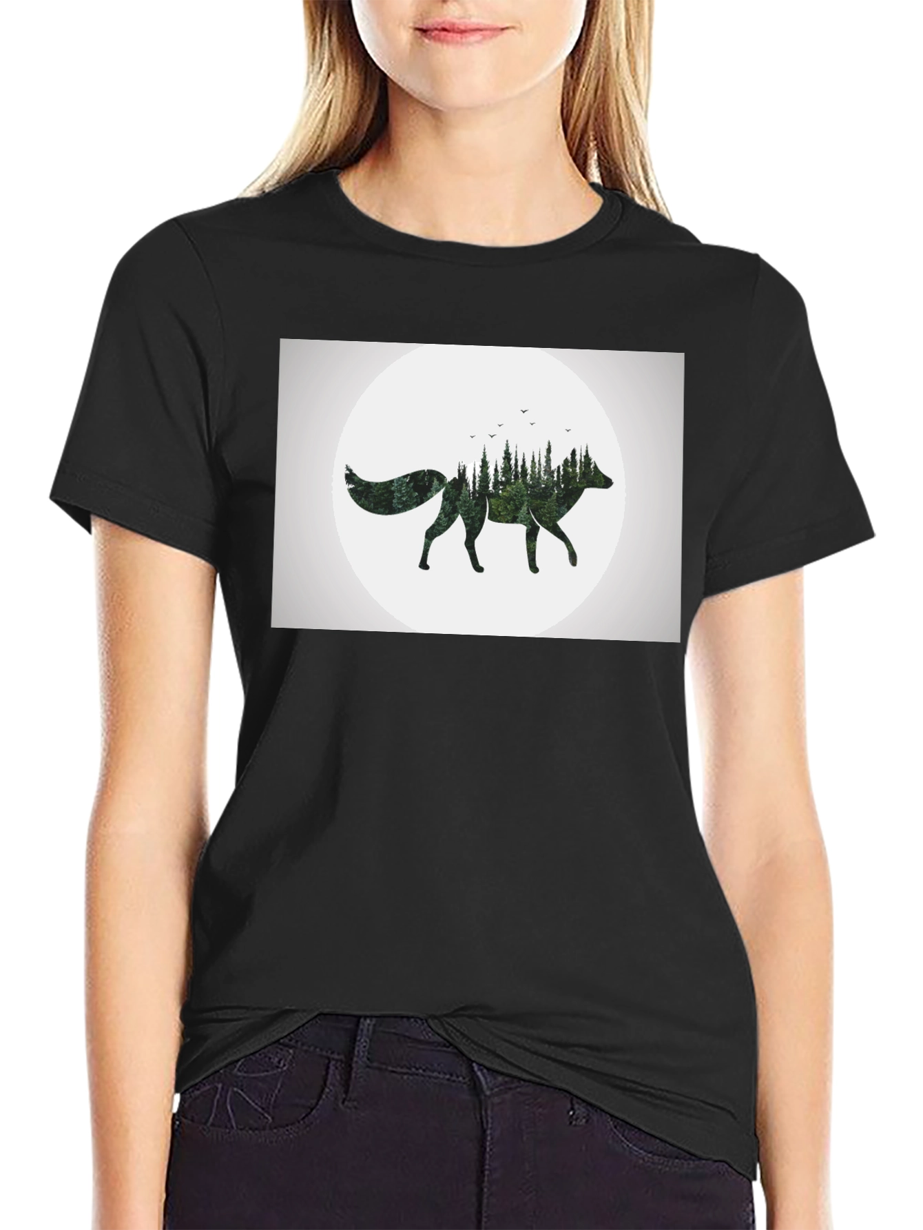 Nature Fox Graphic Tee - Stylish Mens Black T-Shirt